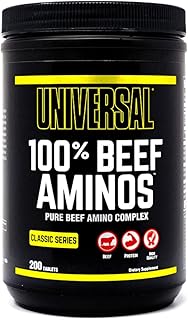 Universal Classic Series 100% Beef Aminos - Pure Beef Amino Complex, EAAs & BCAAs from Beef Protein Isolate & Pure Desiccated Argentine Beef Liver, 66 Servings, 200 Tablets