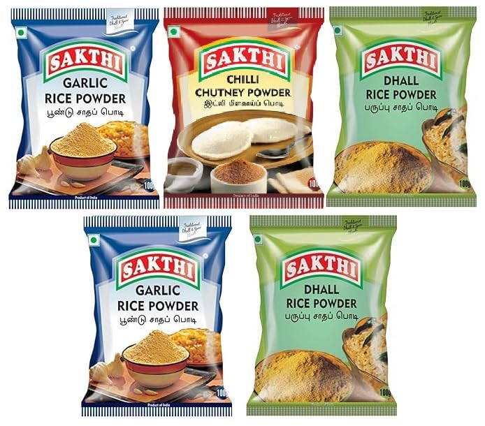 SAKTHI Masala Rice Powder Combo Garlic Rice 100 gm Pack of 2, Dhall Rice 100 gm Pack of 2, Chilli Chutney Powder Pack of 1 (Sakthi Masala Rice combo product 500 Gm) (B0CP2Q7N28) Amazon Price History, Amazon Price Tracker