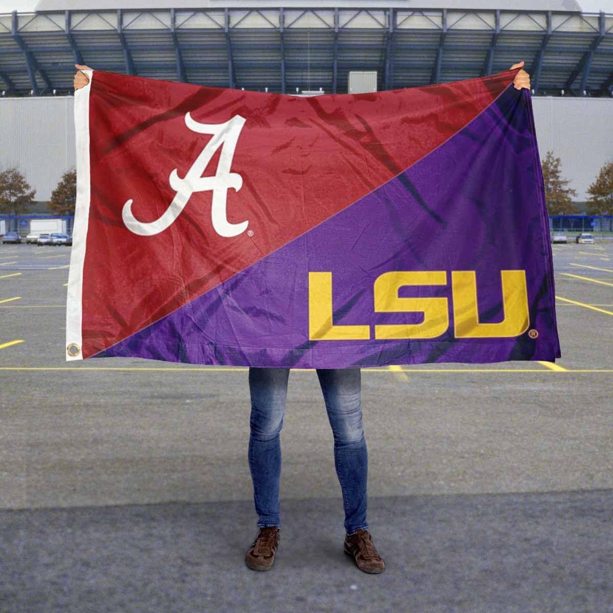 Alabama vs LSU House Divided 3x5 Flag Rivalry Banner