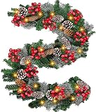 9 Ft by 10 Inch 80 LED Christmas Garland Decor Lights Timer 12 Flash Mode Thick 300 Snowy Tips 198 R