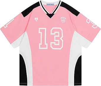 Aelfric Eden Jersey Shirts Color Blocking V-Neck Tee Oversized Vintage T Shirt Short Sleeve Casual Summer Tops