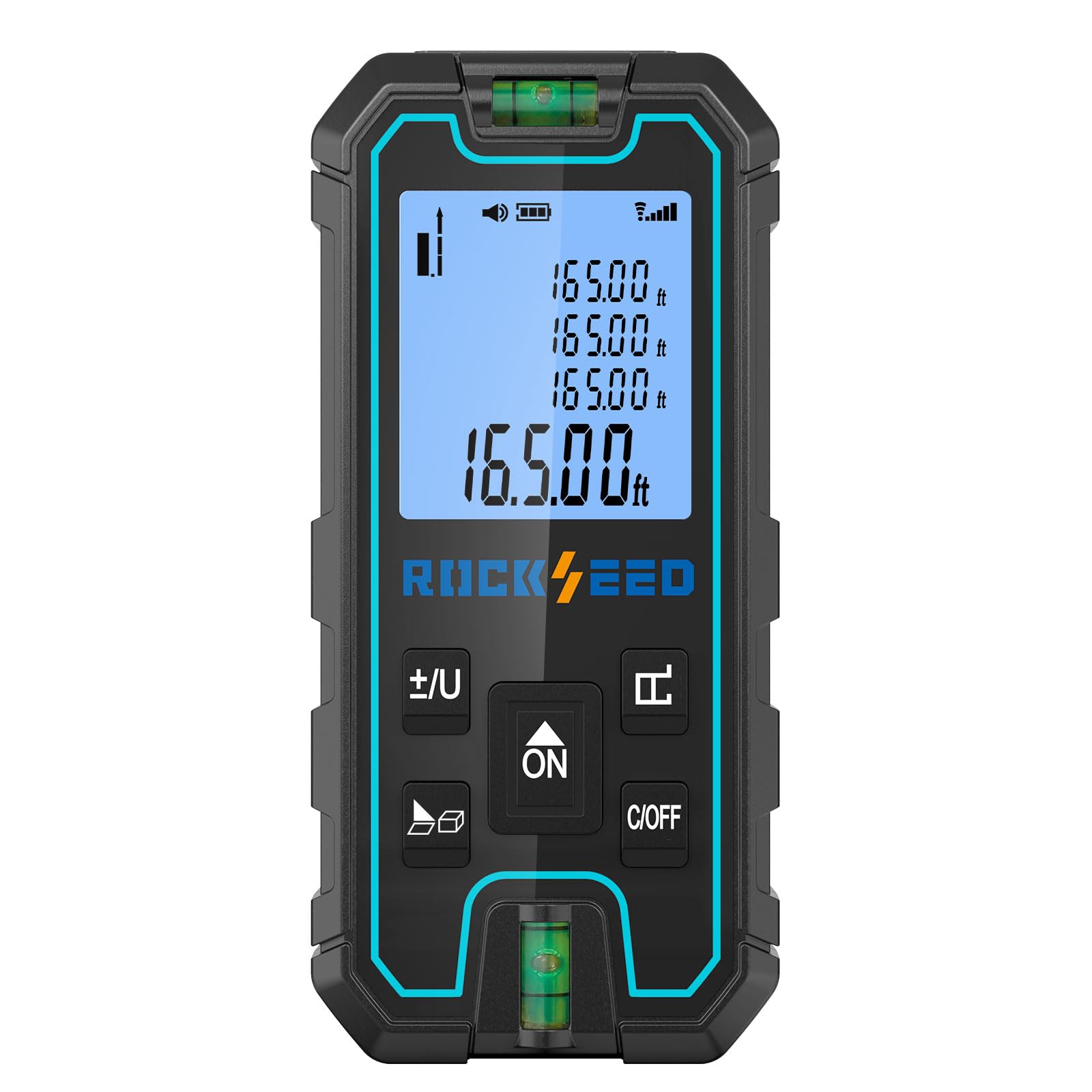 Laser Rangefinder 50 m, RockSeed Portable Laser Meter Laser Rangefinder with 2 Bubble Levels, Laser Meter with 5 Units Conversion.