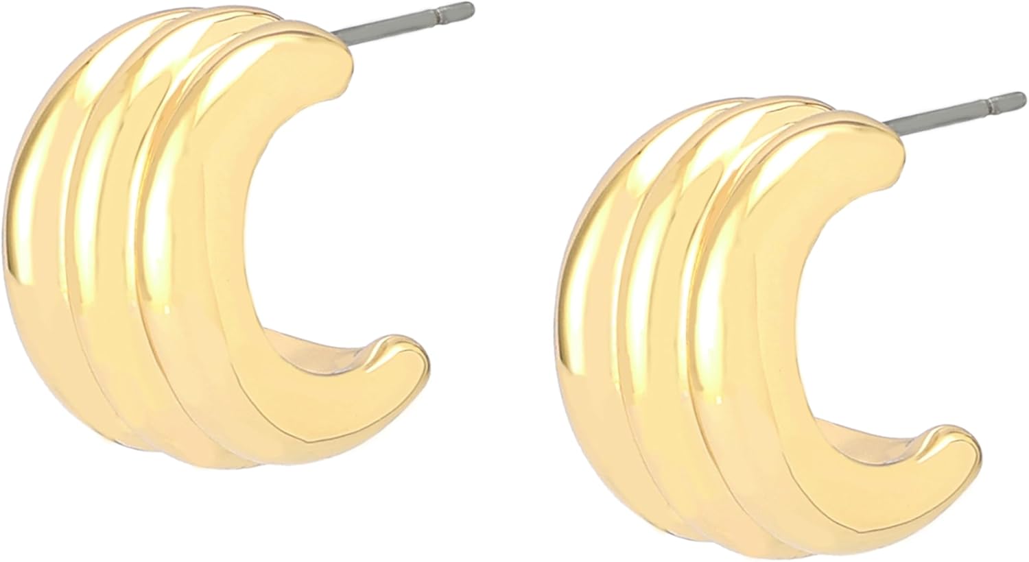 Robert Lee Morris Soho Women's Ribbed Tube Huggie Earrings - Image 2