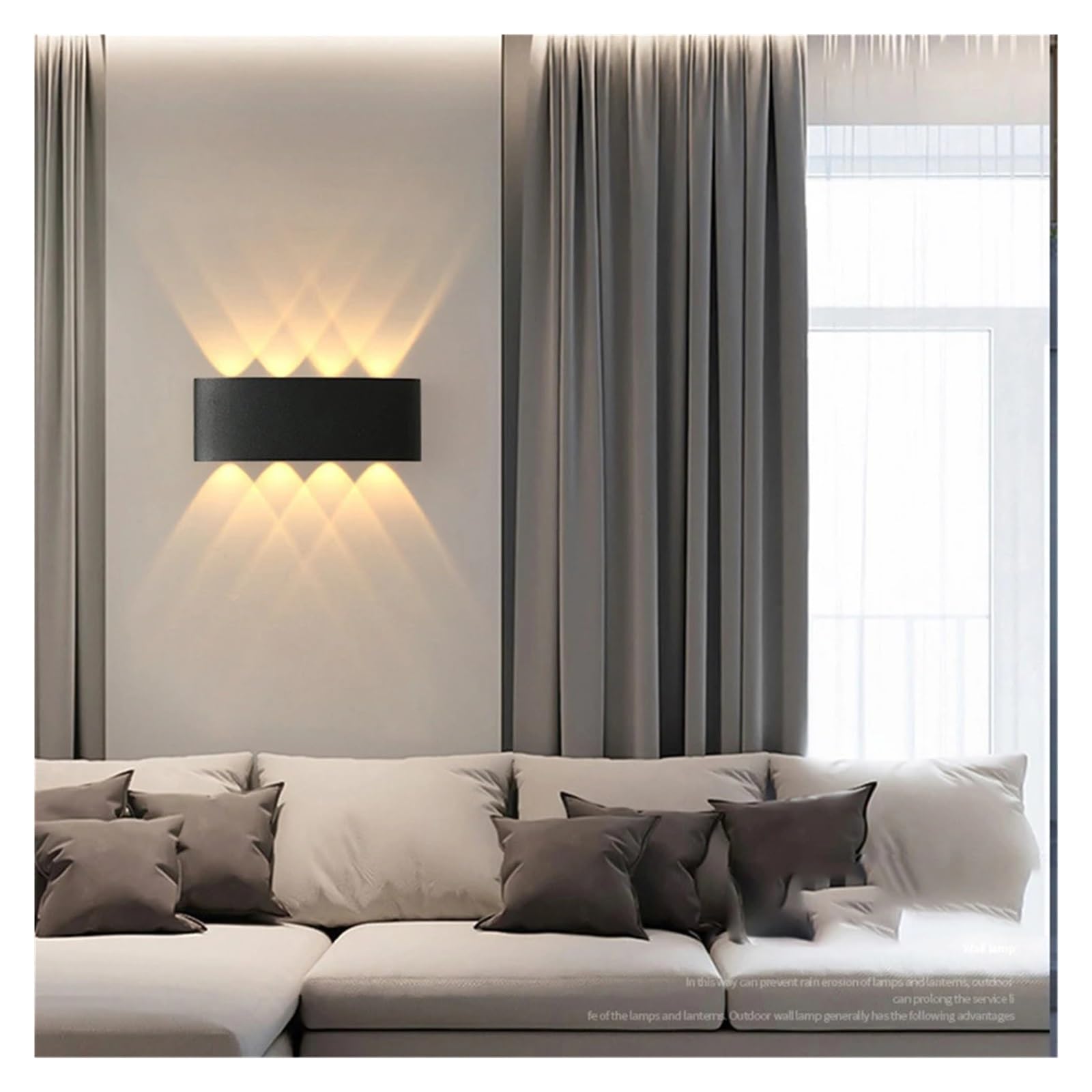 Zewnętrzne Wodoodporne Kinkiety LED Up Down Light Biała Czarna Aluminiowa Lampa Ścienna Wodoodporna IP65 Wewnętrzna Zewnętrzna Kinkiet Ścienna Szeroko Stosowane(Warm White (2700-3500K),Black 12W)