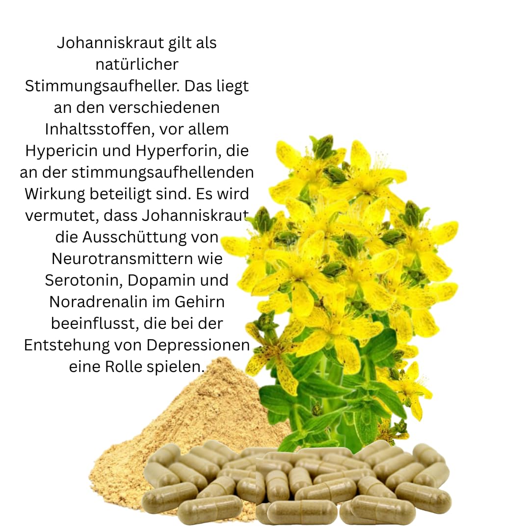 JOHANNISKRAUT 360 Kapseln Ruhe, Entspannung, inneres Gleichgewicht. Psychische Belastbarkeit bei Stimmungstief und innerer Unruhe stärken. 100% NATUR pur. OHNE ZUSATZSTOFFE 26835-360