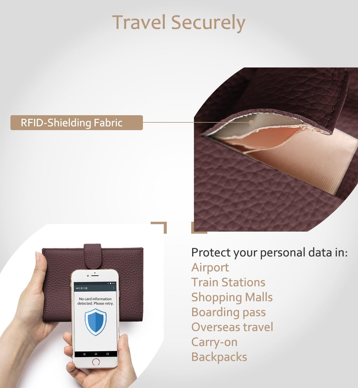 Soporte de cuero para pasaporte para mujeres de viaje, cartera de pasaporte con bloqueo RFID con ranuras para tarjetas, bolsillo para monedas y ranura para SIM, organizador de viaje delgado de