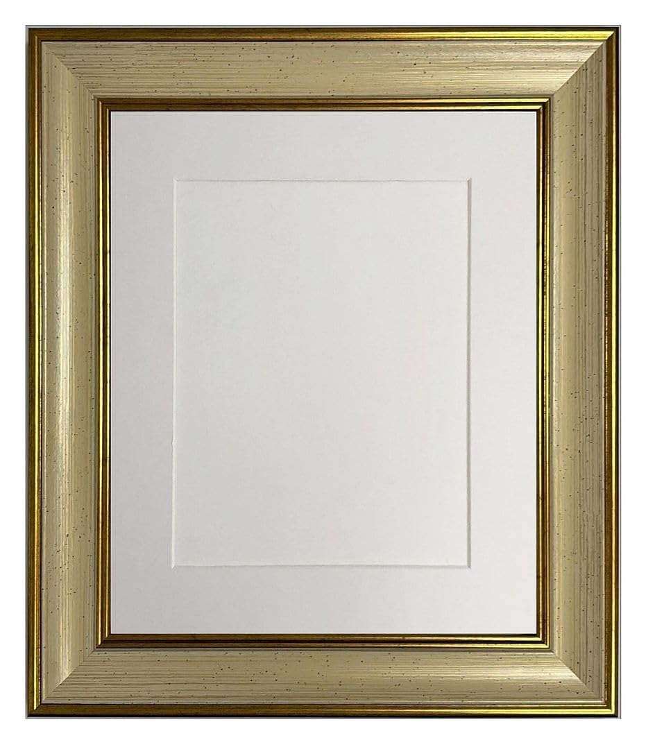 FRAMES BY POST Scandi Cream & Gold Picture Photo Frame with White Mount 16 x 12 Image Size 12 x 10 — image 1