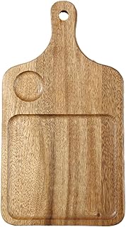 Thick Solid Wood Cutting Board with Handles Zebra Wood Charcuterie Serving Board, Knife Friendly Wedding & Housewarming Gift,Brown-0.4