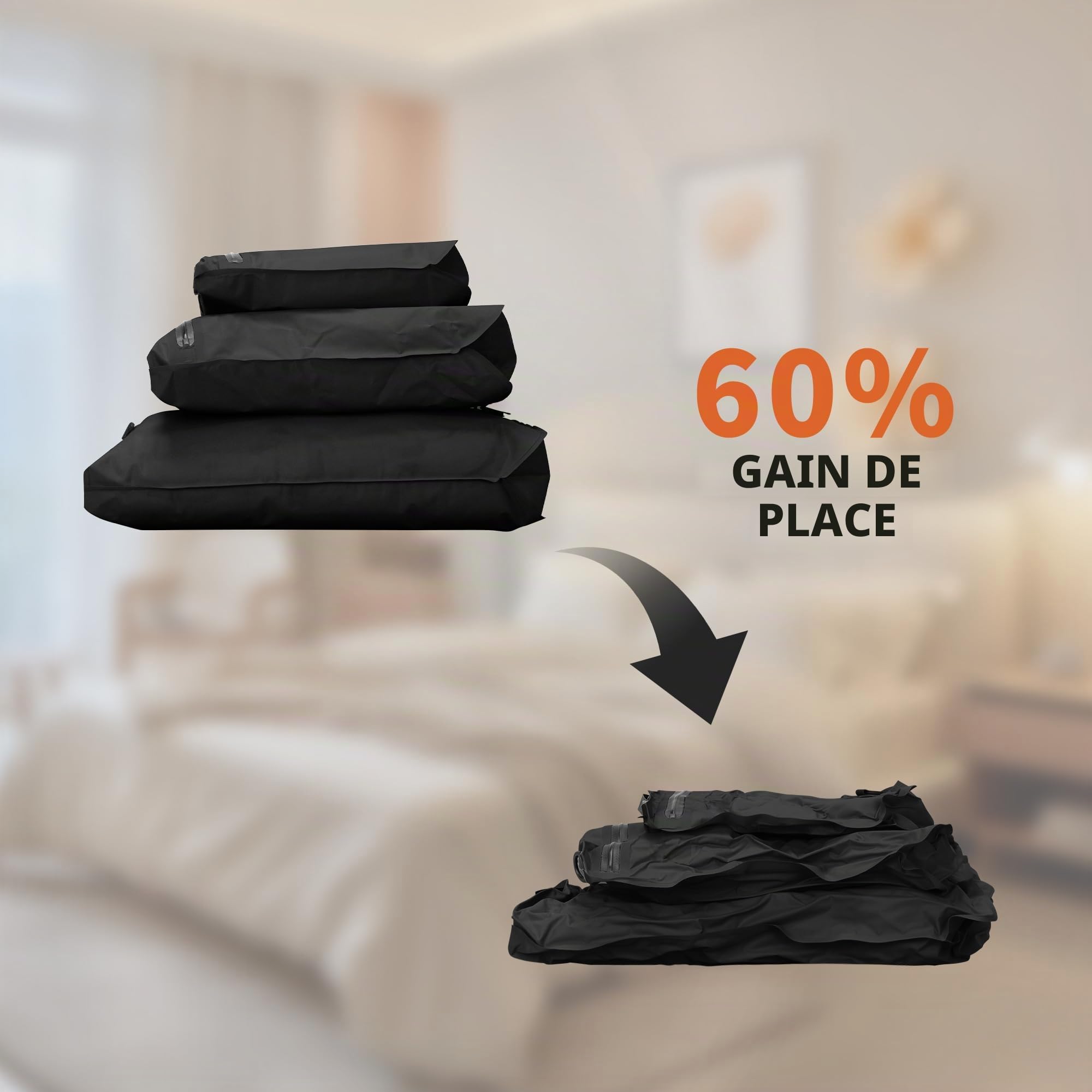 EULANT Lot de 4 Réutilisable Cubes de Compression Sous Vide pour Voyage,3 Sacs Sous Vide Etanches + 1 Sac à Chaussures, Organiseur de Sac de Voyage pour Bagage à Main