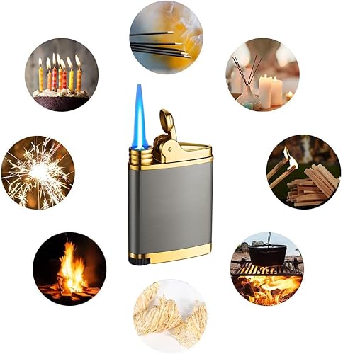 Miniatura 5 de Encendedor de linterna de bolsillo, encendedor de butano de llama de chorro con esfera de llama, encendedor de antorcha recargable, encendedor de