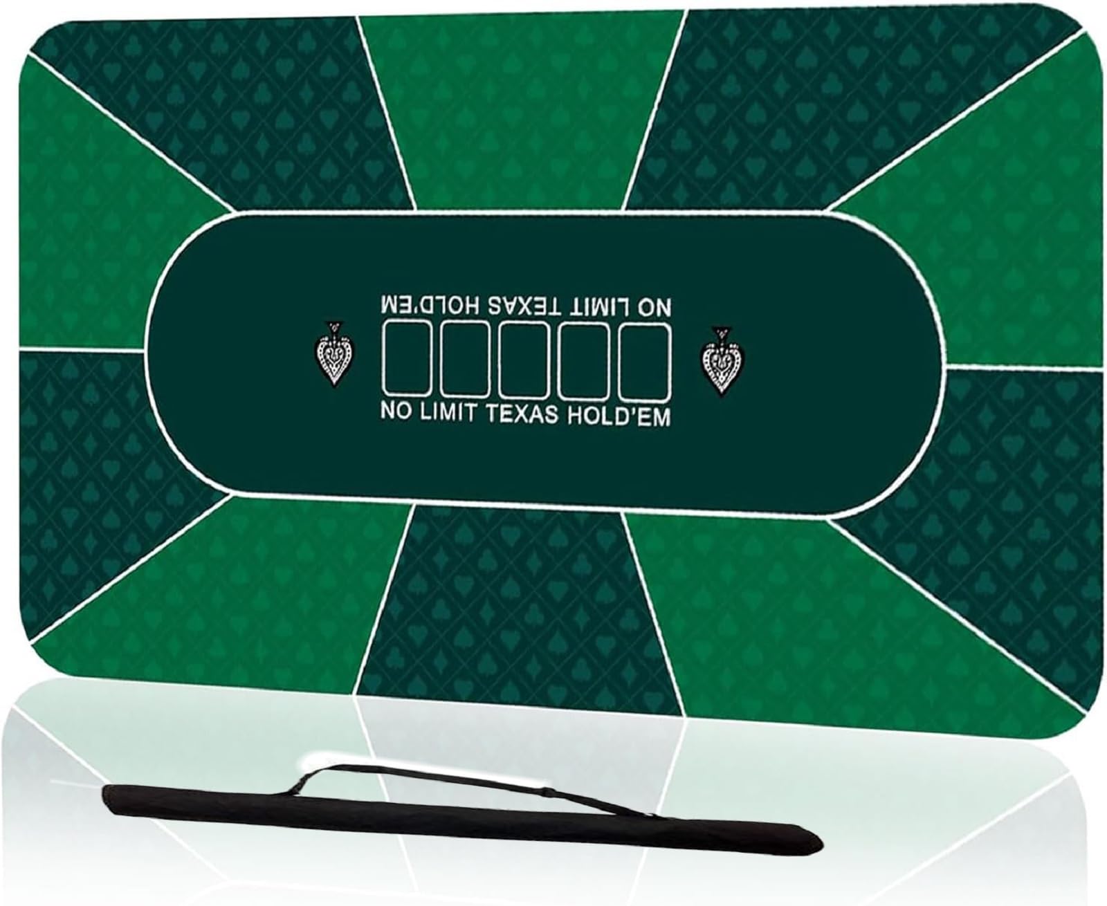 Comforight Poker Mat 10 Players, 18090cm Texas Hold'em Poker Rubber Mat Poker Topper for Tables, Folding Portable Poker Table Top Layout w/Carrying Bag for Poker Games, Blackjack(Green)
