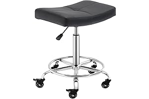 Wide Rolling Stool with Locking Wheels Footrest