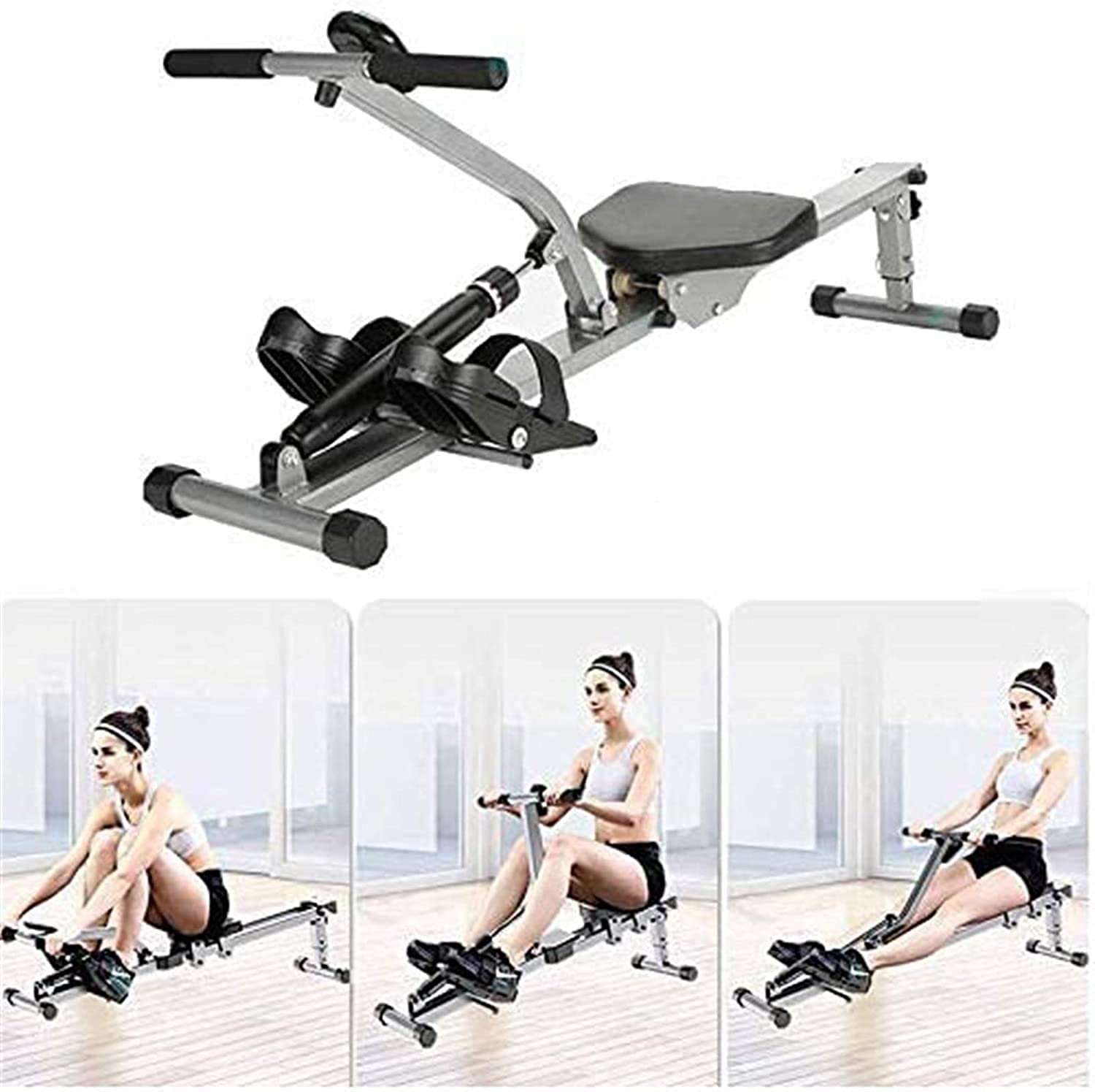 Rameur, rameur aérobie Domestique Pliable, équipement de Fitness, Conception de réduction du Bruit, Mouvement Silencieux, Pieds rembourrés à Texture antidérapante, Musculation