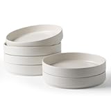 Star 8.25" Pasta Bowls, Large Dinner Bowls Set of 6, Salad Bowl Plates, Shallow Bowls for Eating, Matte White (Full Glaze)