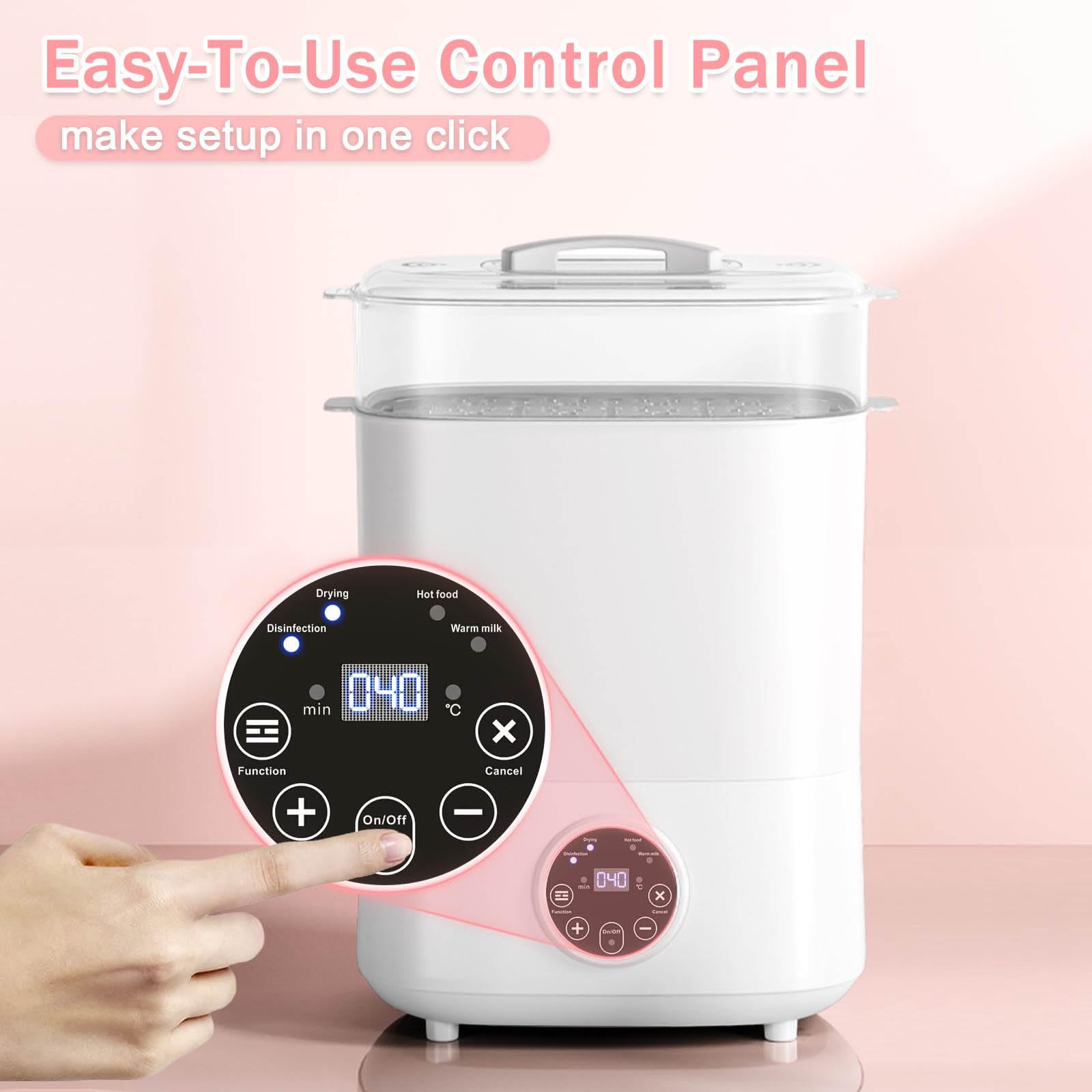 Chauffe-biberon intelligent pour nourrisson - Thermomètre constant - Pasteurisation efficace - Fonction de séchage rapide - Sans rouille - Chauffe-biberon combiné - Stérilisateur