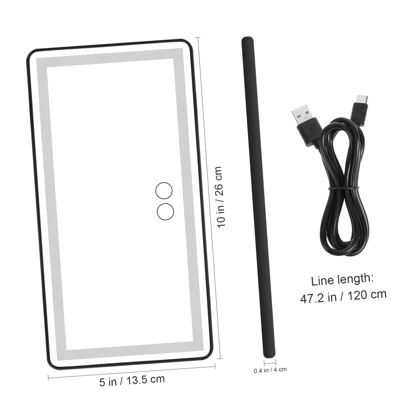 Specchio Cosmetico per Auto da Parasole Nero 1500mah USB