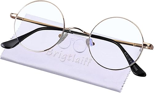 Brigtlaiff Gafas redondas de bloqueo de luz azul para hombres y mujeres, gafas de televisión para juegos de computadora, antifatiga ocular con marco