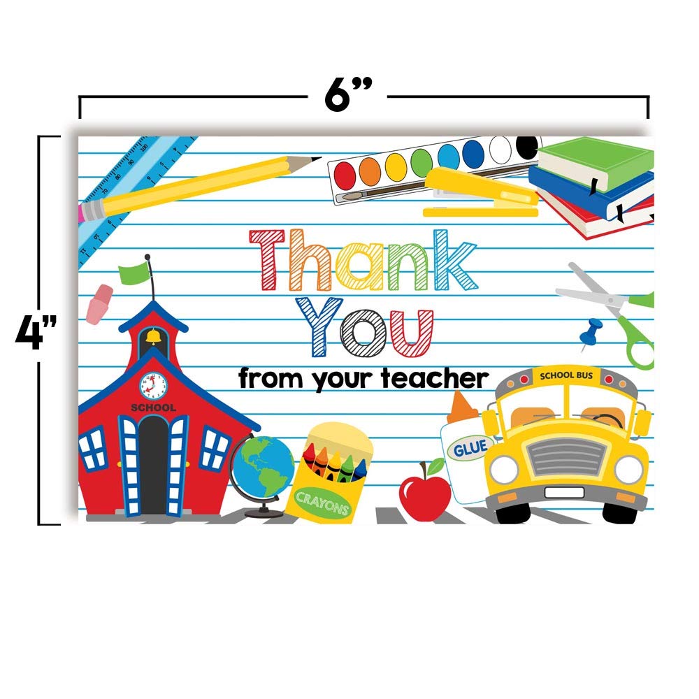 School Supply Themed Thank You Notes For Students From Teachers, 4"x6" Fill In Notecards by AmandaCreation (30) - Image 7