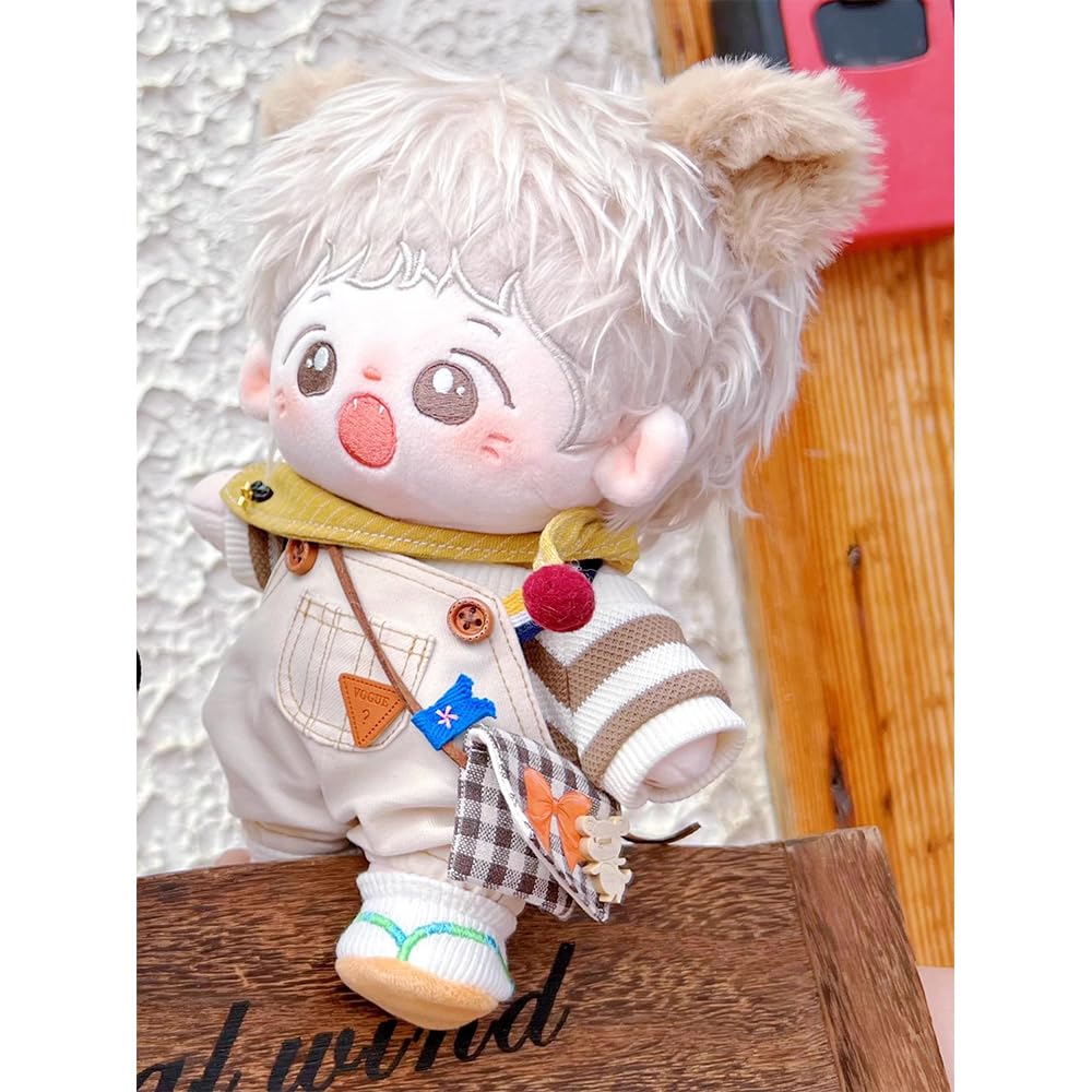 Niannyyhouse Ensemble De Vêtements Pour Poupée En Peluche 15 Cm – T-Shirt, Salopette, Écharpe Et Sac à Dos