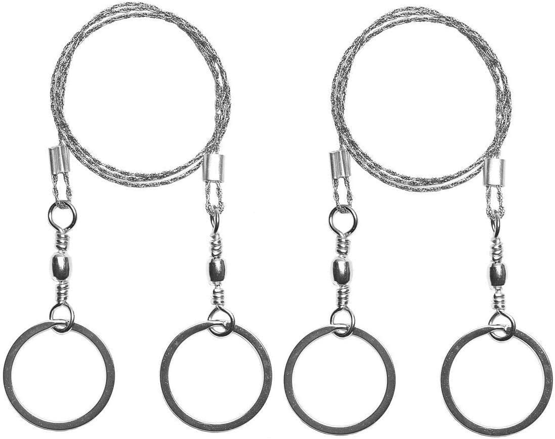 Teogneot Survival Bags Saw Outdoor Wire Saw with Grip Rings Hunting Hiking Emergency Survival Stainless Steel Wire Saw for Emergency Travel Camping Survival Tool