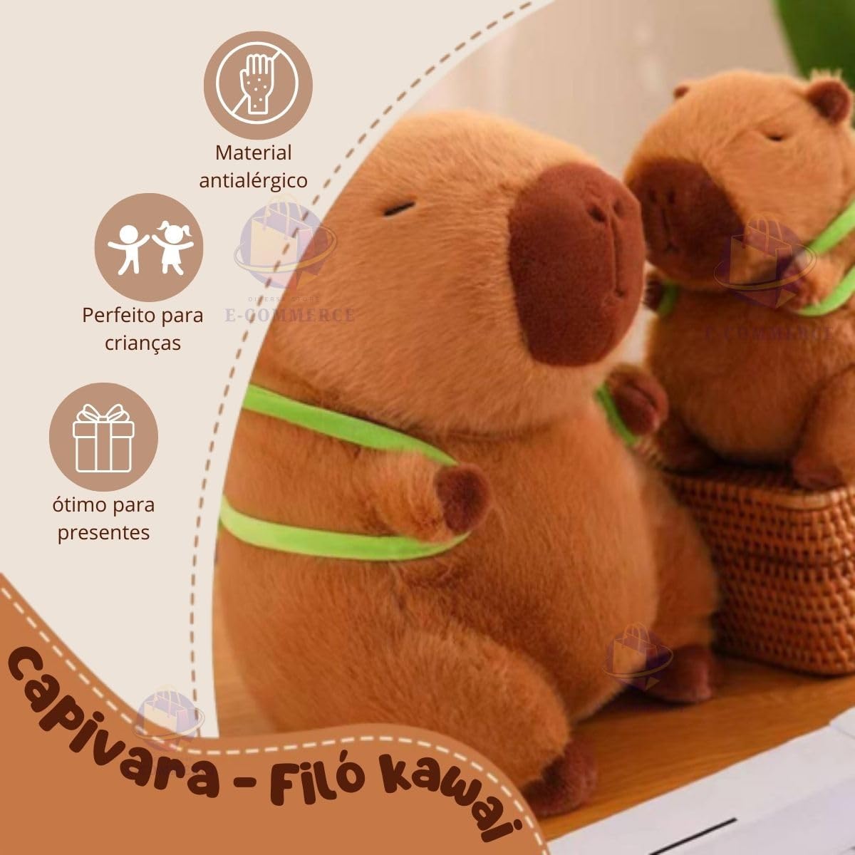 Brinquedo De Pelúcia Capivara Com Mochila Tartaruga Fofo