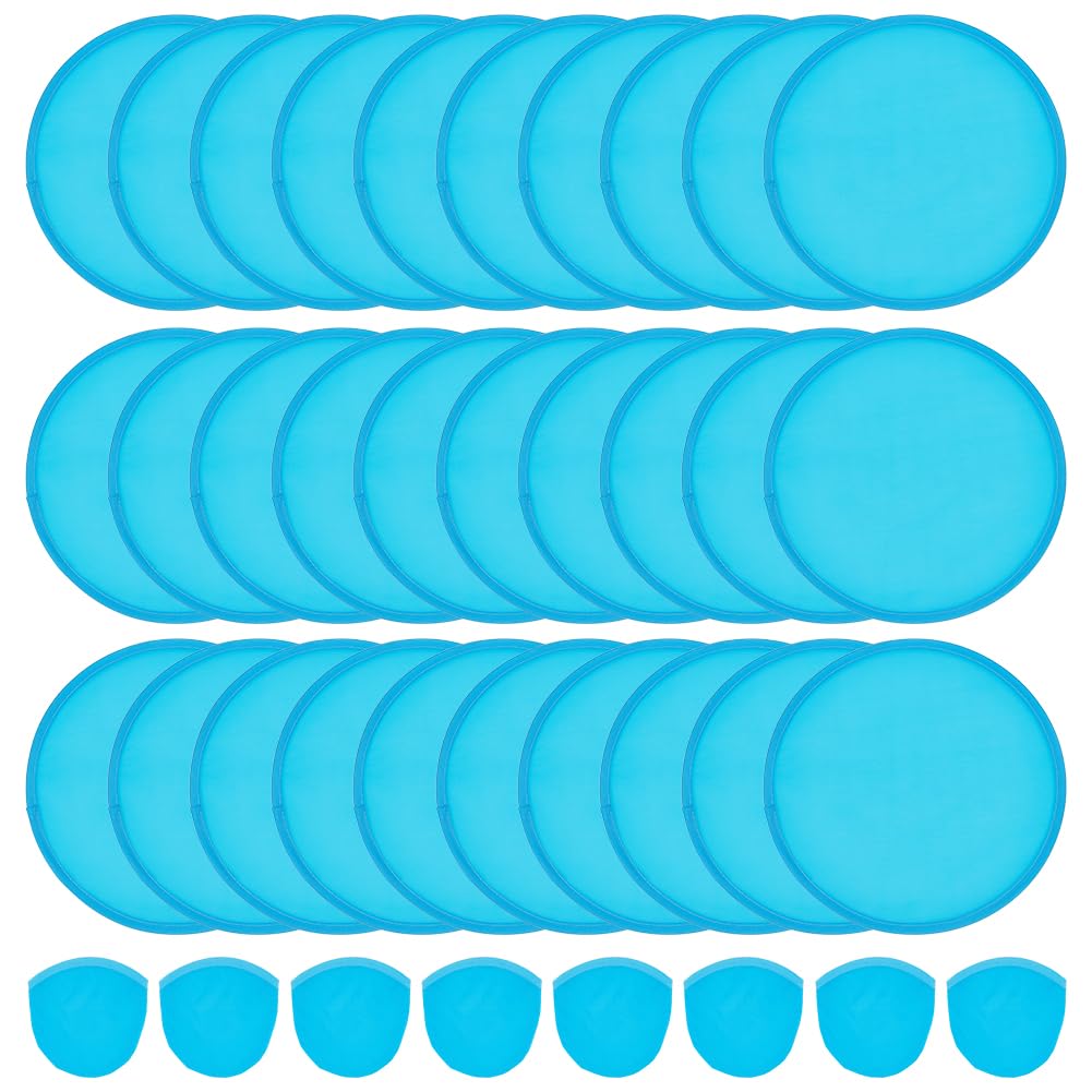 BENECREAT 30 ventiladores plegables de disco volador, ventiladores redondos de mano de 10.5 pulgadas con bolsas, rosa/azul