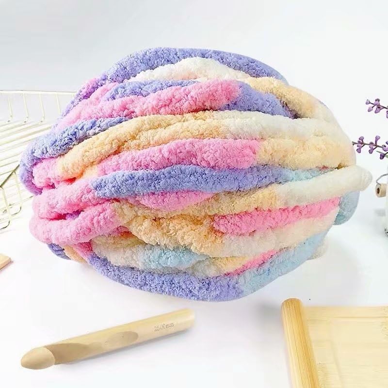 Chunky Strick-Chenille Garn 4 Stück 1000 g extra dickes Chiffon for DIY-Schal, Decke, Kissen, Katzenbett, Wollknäuel, handgestricktes Materialpaket(Color13)