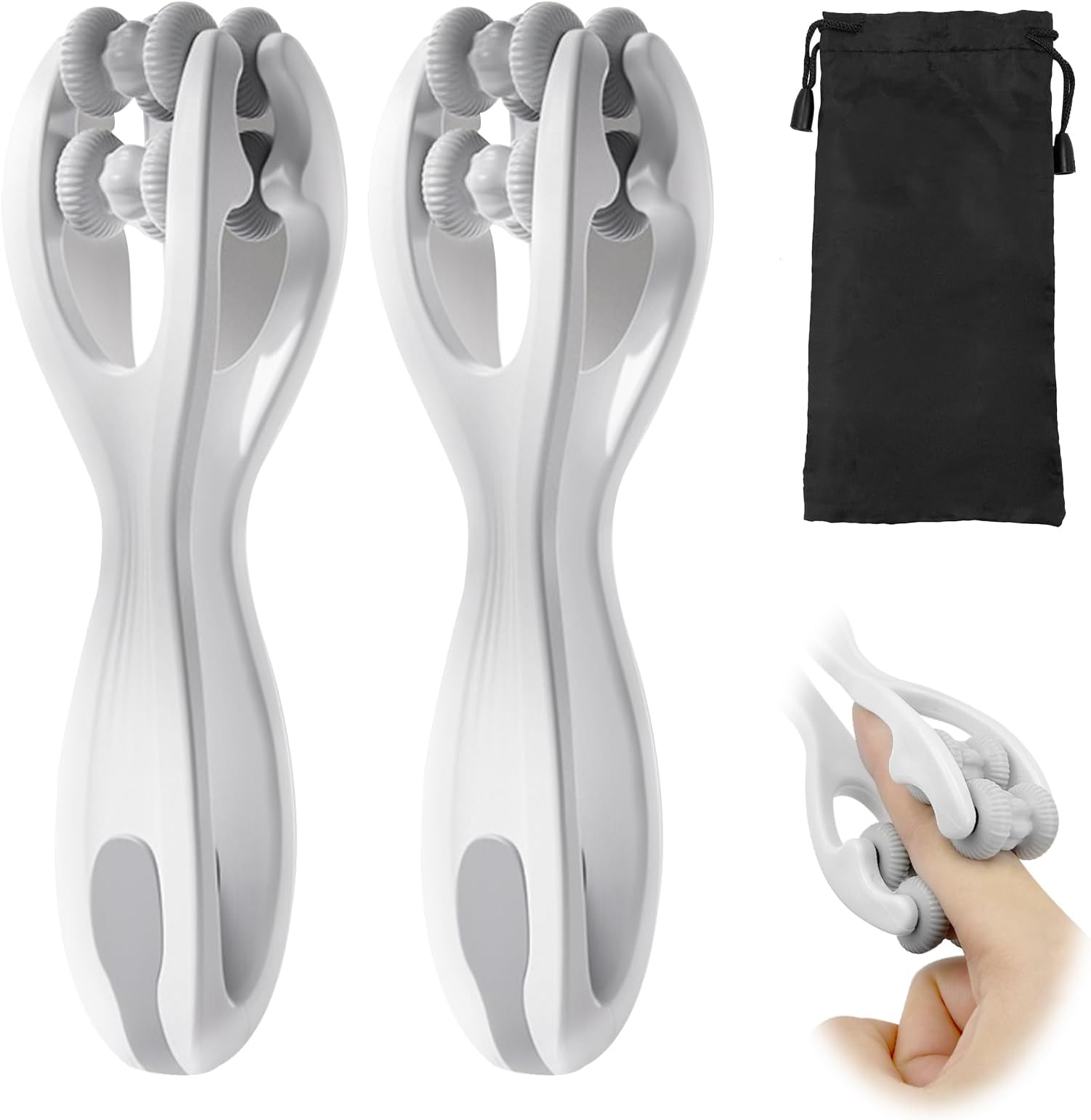 2 Pcs Double Roller Massager for Hands, Finger & Arthritis Relief, Dual-Sided Blood Circulation