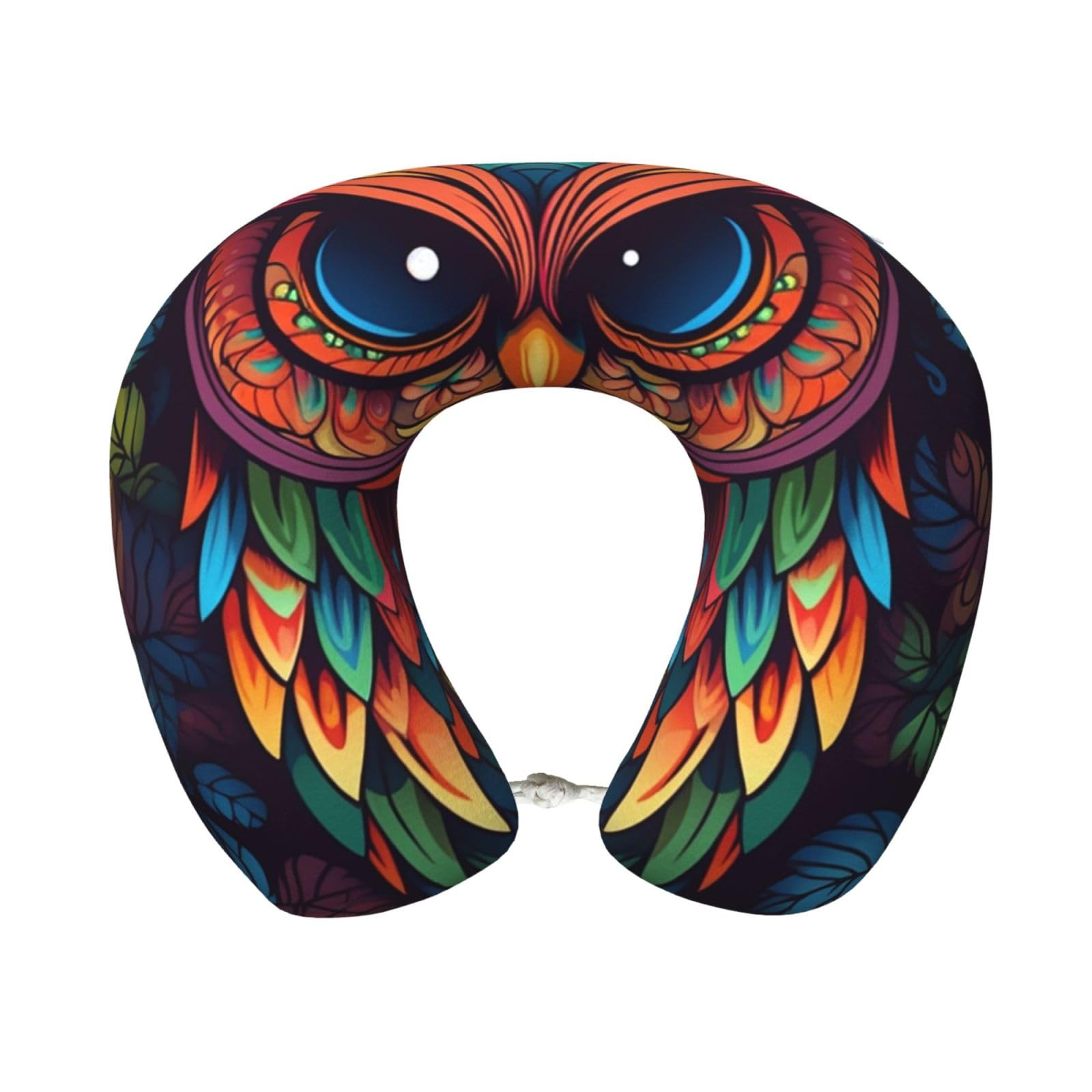 peiyeety Color owl Pattern Travel Pillow Memory Foam - Comfortable U Shape Neck Pillows for Sleeping, Neck and Head Support Portable Airplane Pillow Adjustable Flight Pillow, Washable Cover