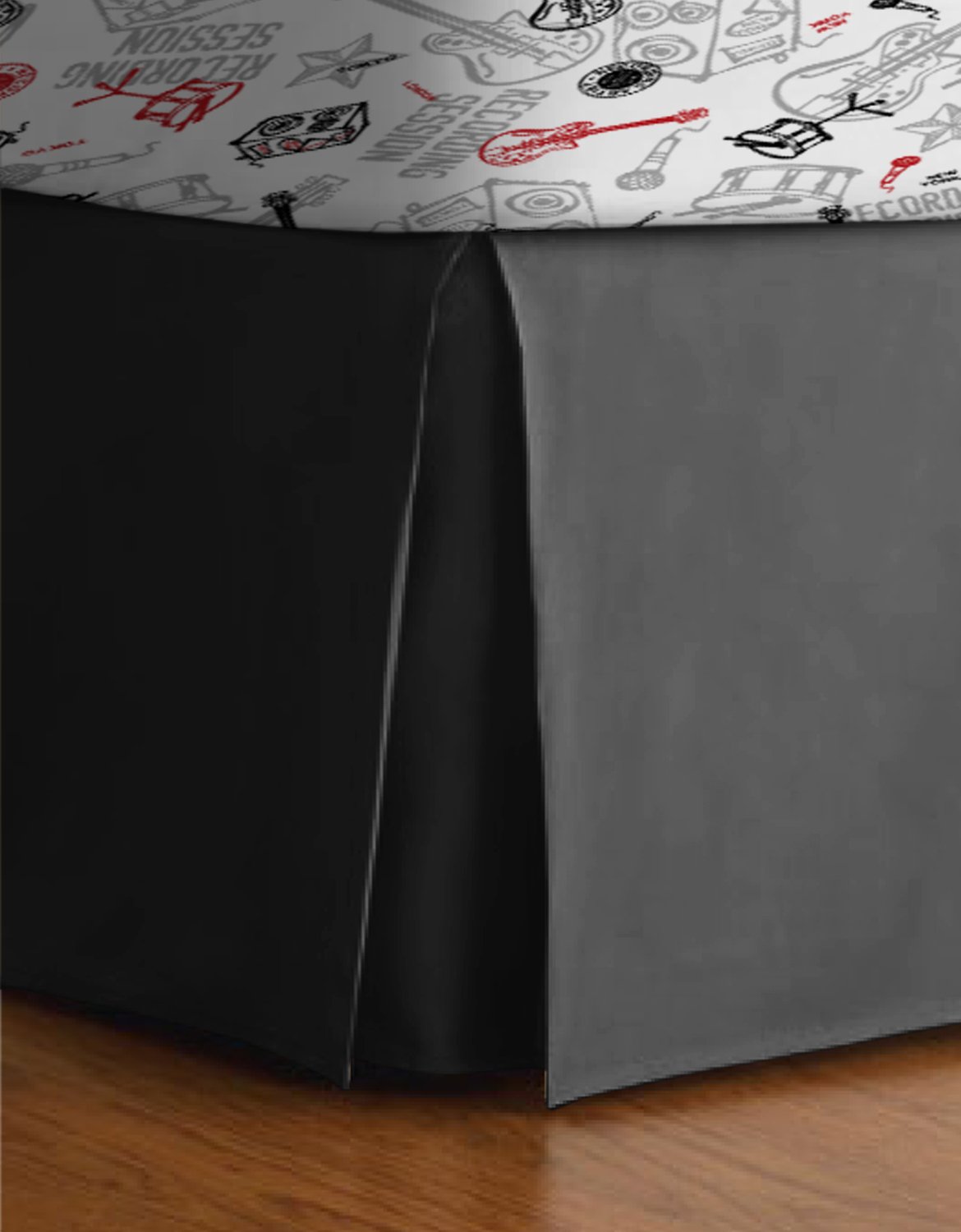 Tour de lit solide noir polyester pour sommier lit jumeau individuel