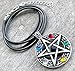 Wu-Xing Feng-Shui 5 Elements Celtic Pentagram Pentacle Star Crystal Pagan Silver Pewter Men's Pendant Necklace Protection Amulet Wealth Fortune Lucky Charm Safe Travel Talisman with Black Leather Cord