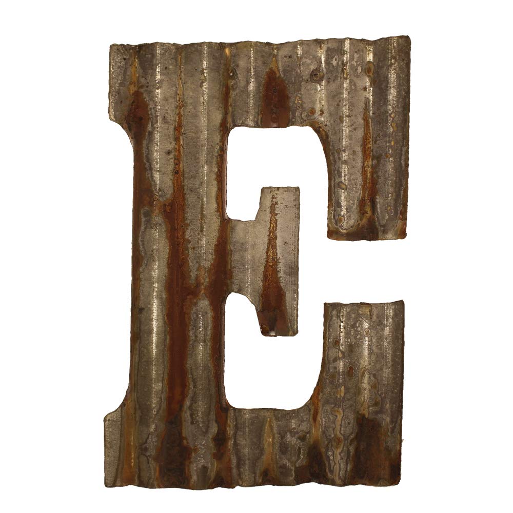 Custom Cut Decor Farmhouse Rustic 12" Wall Corrugated Metal Letter -E