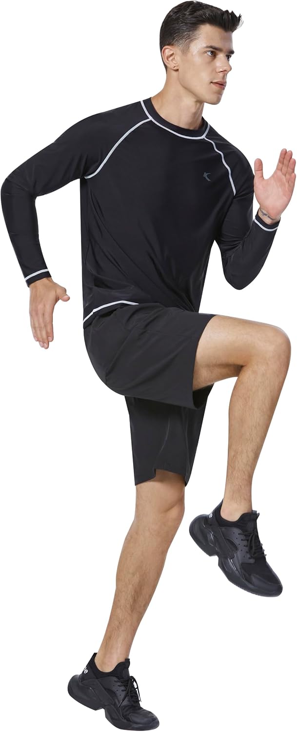 Mens Rash Guard UPF 50+ Swim Shirts UV Sun Protection T-Shirt Quick Dry Long Sleeve Beach Shirts for Fishing - Image 4