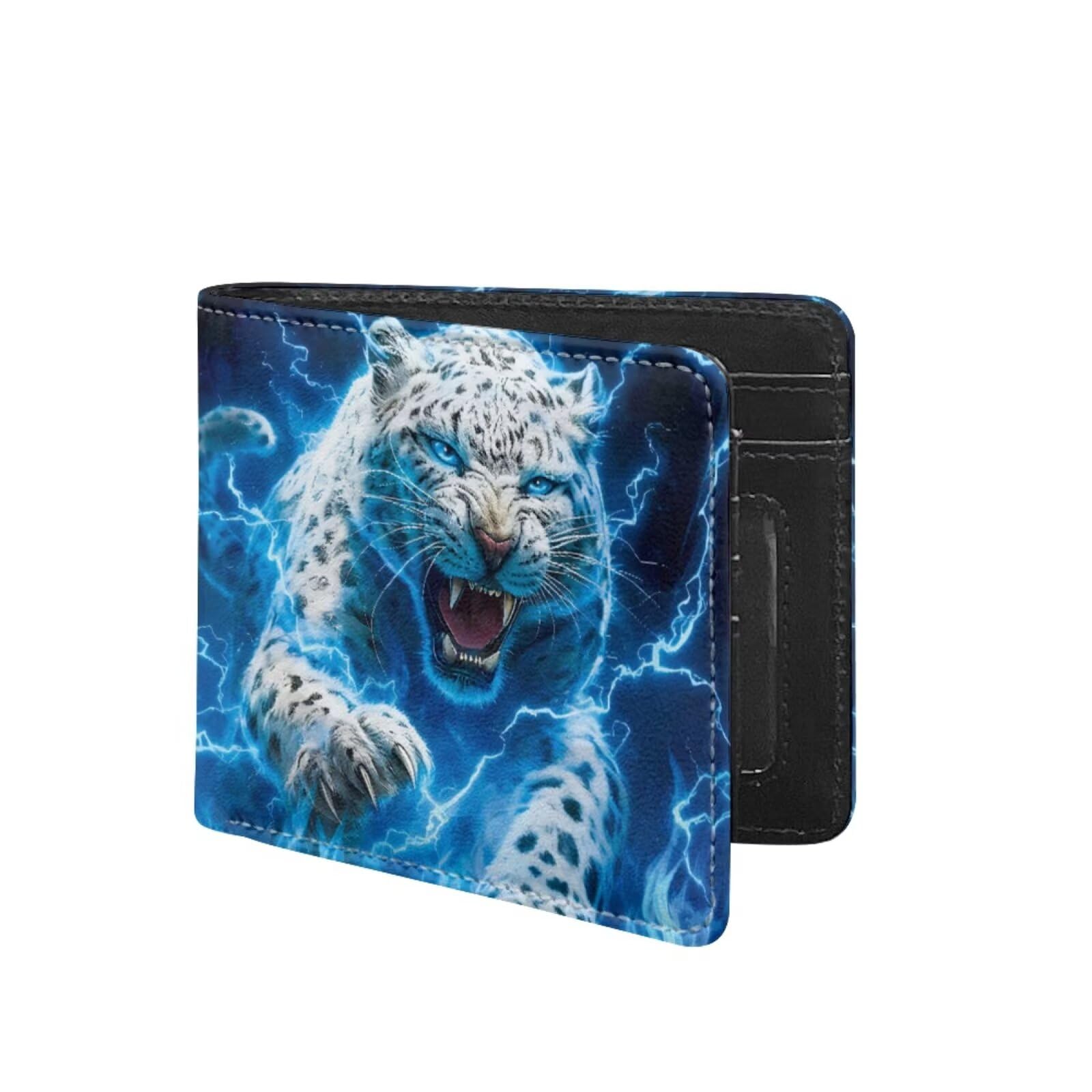 Coldinair Leopard Lightenting Leather Wallet for Teen Boys Kids Purse Wallets Leather Boys Bifold Wallet Credit Card Cash Id Holder Cool Slim Bifold Small Coin Purses,Waterproof