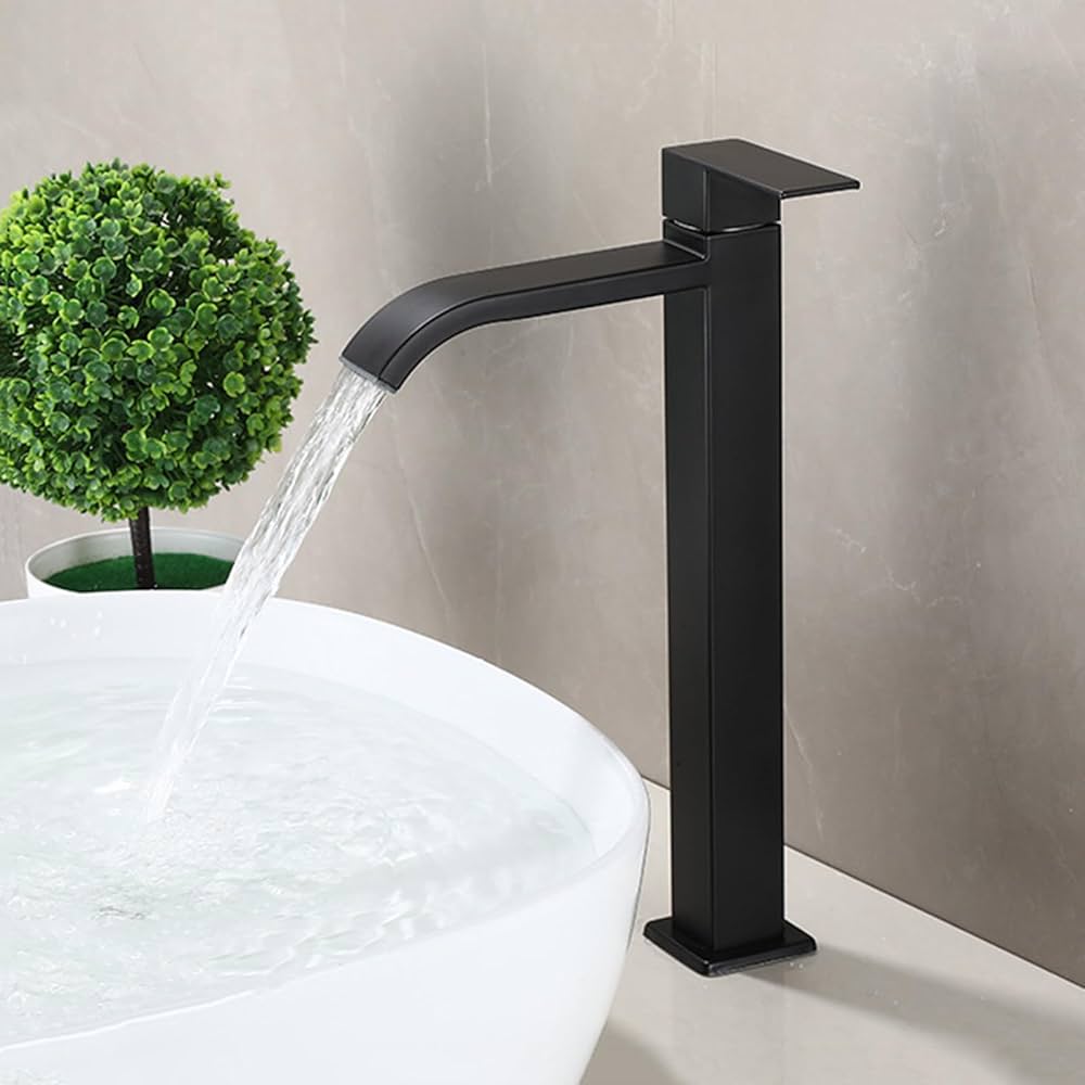 洗面器混合栓滝浴室のシンクタップ黒の浴室の蛇口カウンター下の