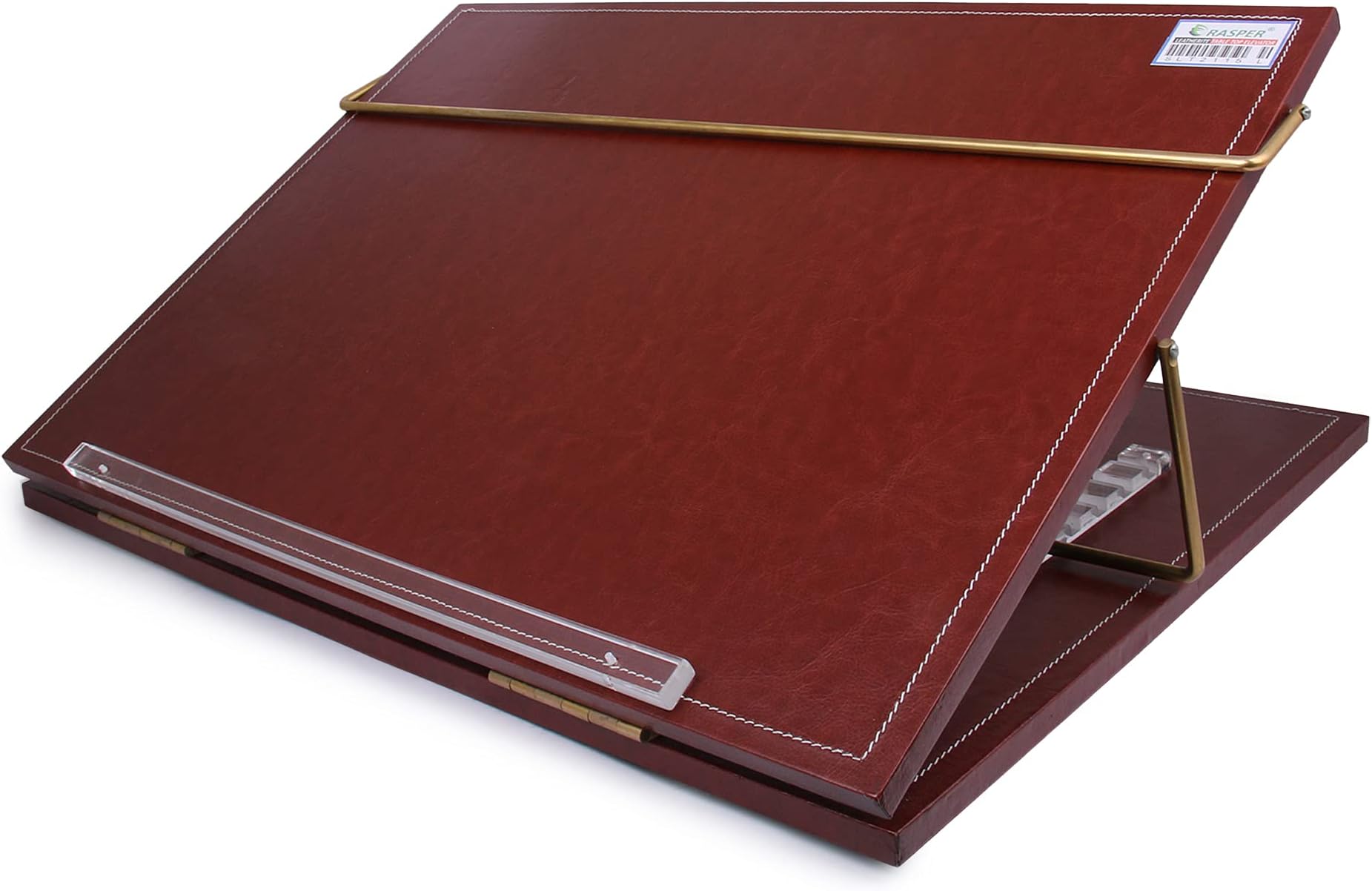 Rasper Brown Genuine Leather Writing Desk Table Top Elevator Writing