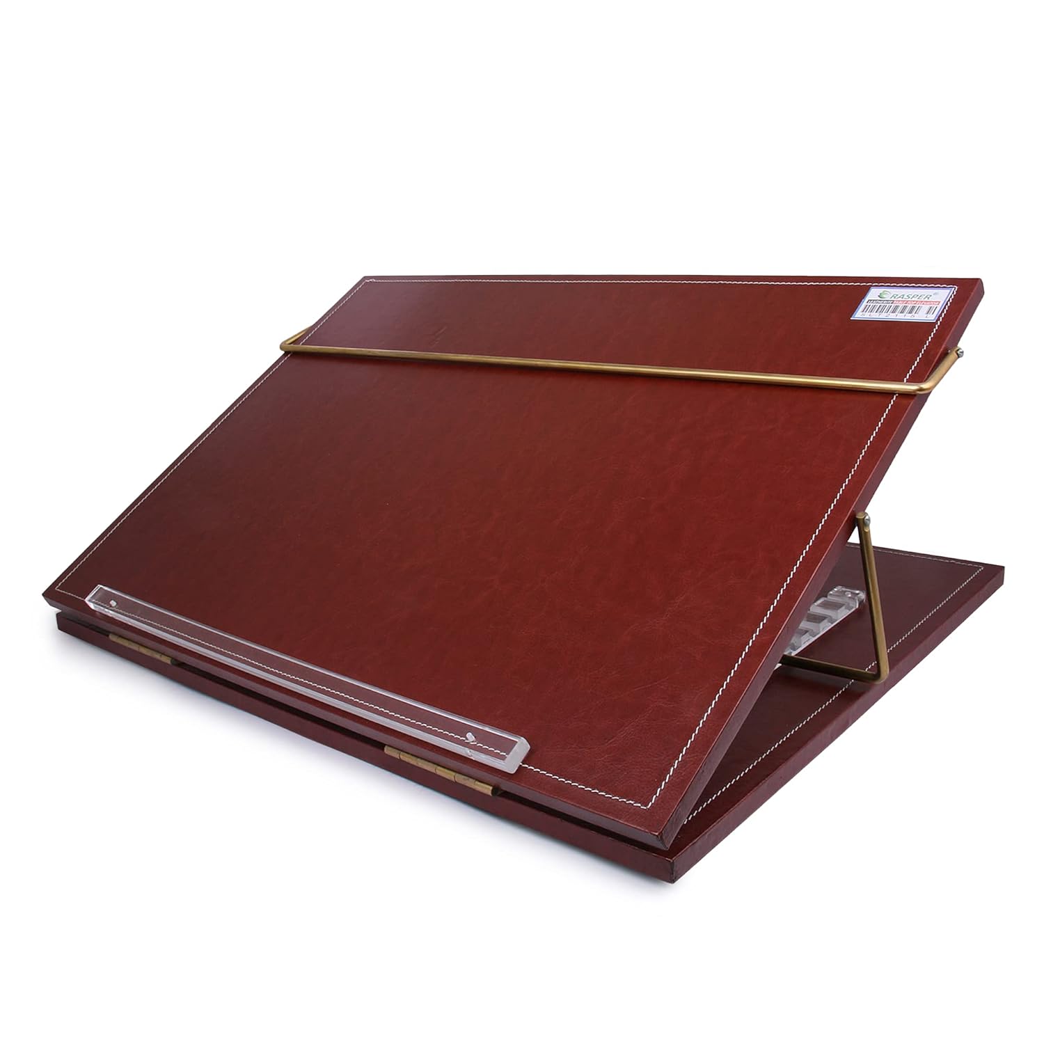 Rasper Brown Genuine Leather Writing Desk Office Table Top Elevator