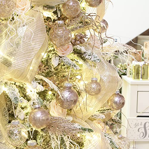 Sea Team Shatterproof Clear Plastic Christmas Ball Ornaments Decorative Xmas Balls Baubles Set With Stuffed Delicate Decorations (70Mm/2.76 Inch 24-Pack, Rose Gold) #TOP5