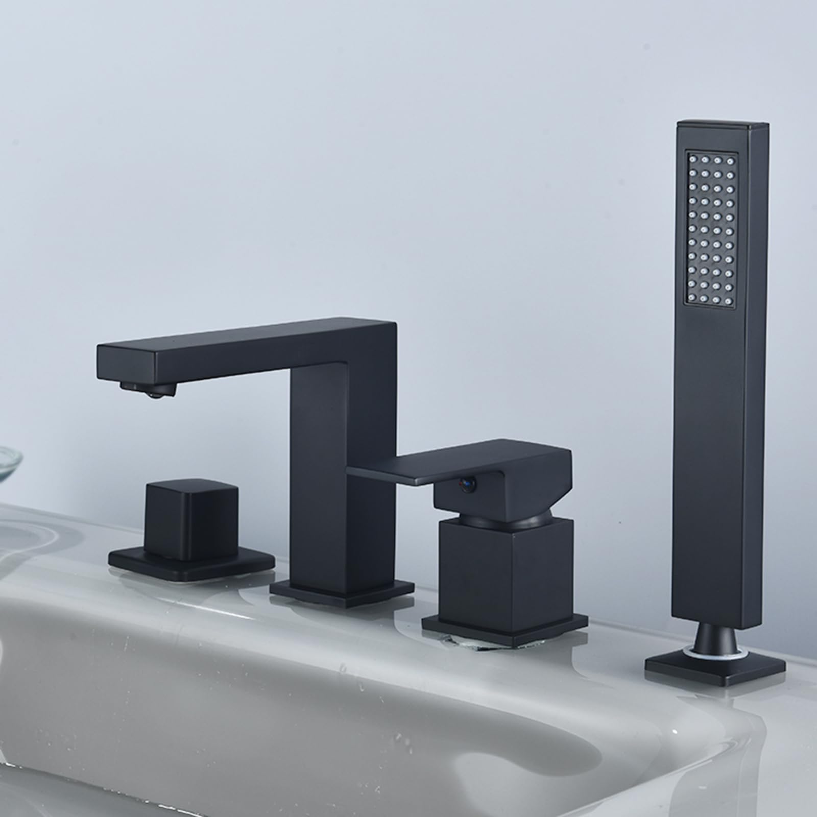 Mitigeur lavabo 4 trous en laiton massif argenté avec robinet mitigeur bain-douche