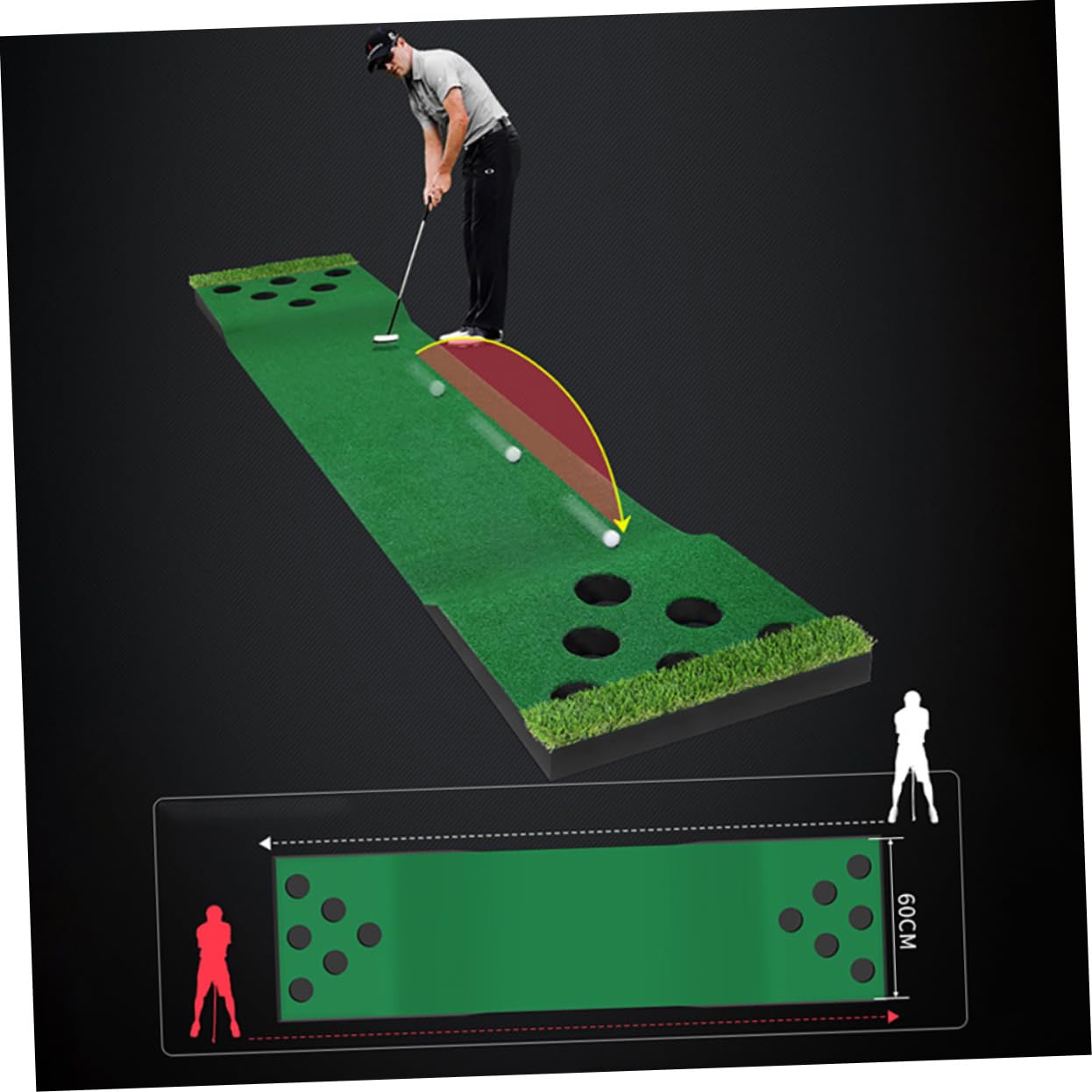 Balacoo Multi Hole Indoor Putting Pad Durable Practice Carpet for Home Office and Balcony Soft and Quiet Design for Beginners Training Convenient Golf Putting Trainer