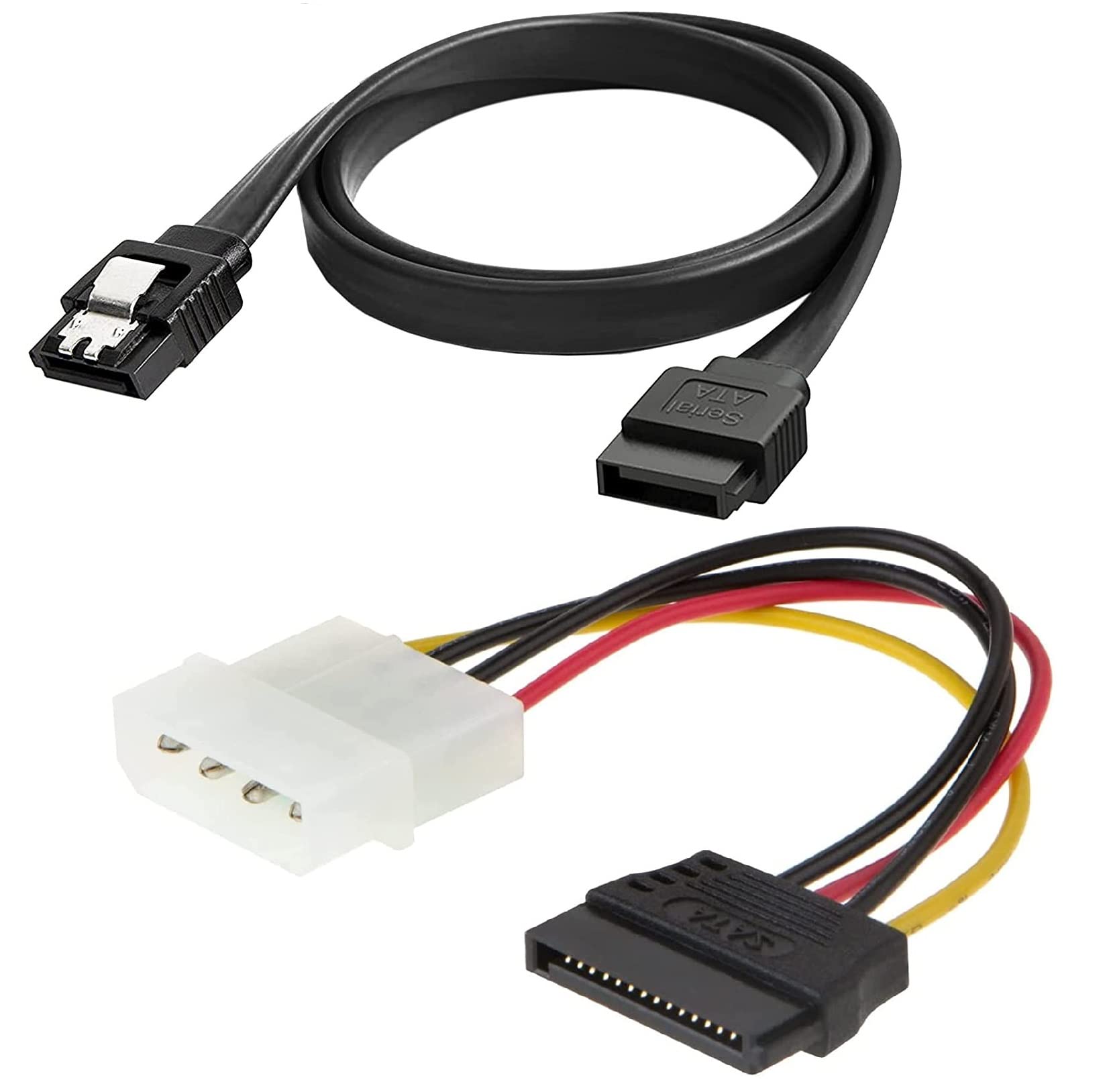 TAAPSEE SATA Data Cable with Locking Latch 16 Inch & 15 Pin SATA to 4 Pin Molex Power Adapter Cable Cord 6 Inch for SATA HDD, SSD, CD Driver, CD Writer(Black) (B0C16R8Y9X) Amazon Price History, Amazon Price Tracker