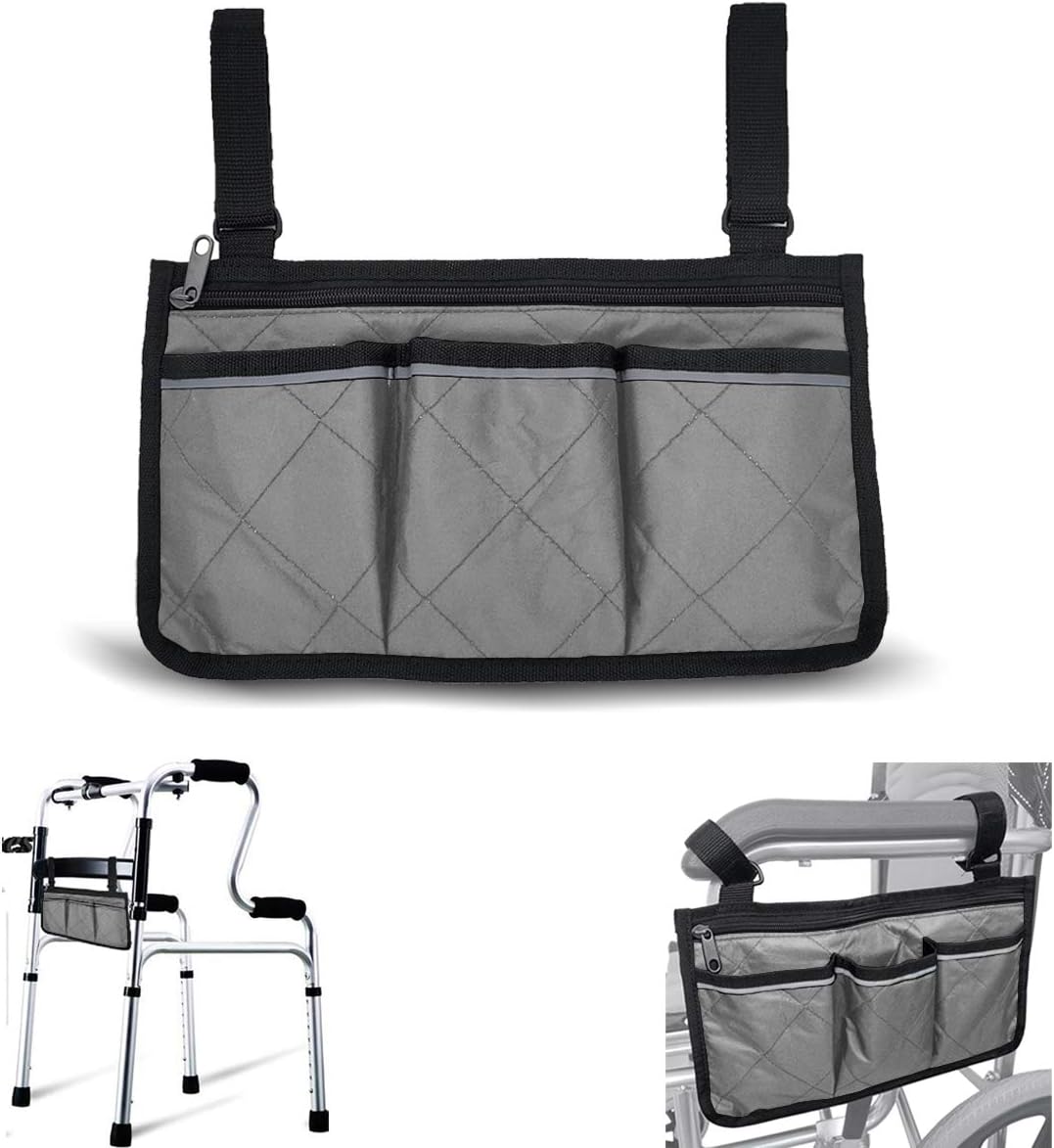 Wheelchair Side Bags, Armrest Accessories to Hang on Side with Bright Line Waterproof Red Walker Storage Pouches for Home/Outdoor/Baby Cart (red Side): Health & Personal Care