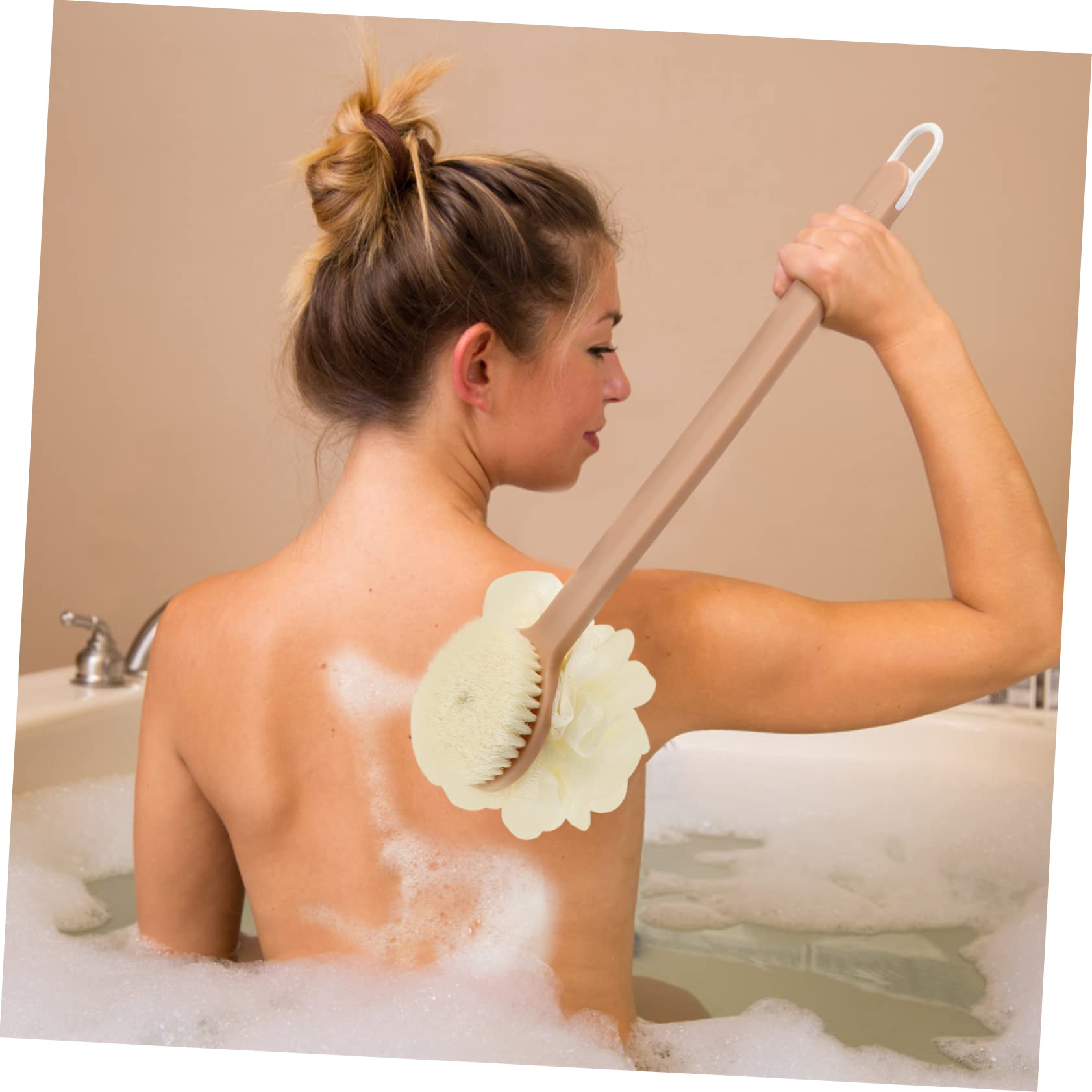 Healvian 2 Pezzi Spazzola Ergonomica con Manico per Vasca da Bagno Esfoliante per Il Corpo Spa in Rete