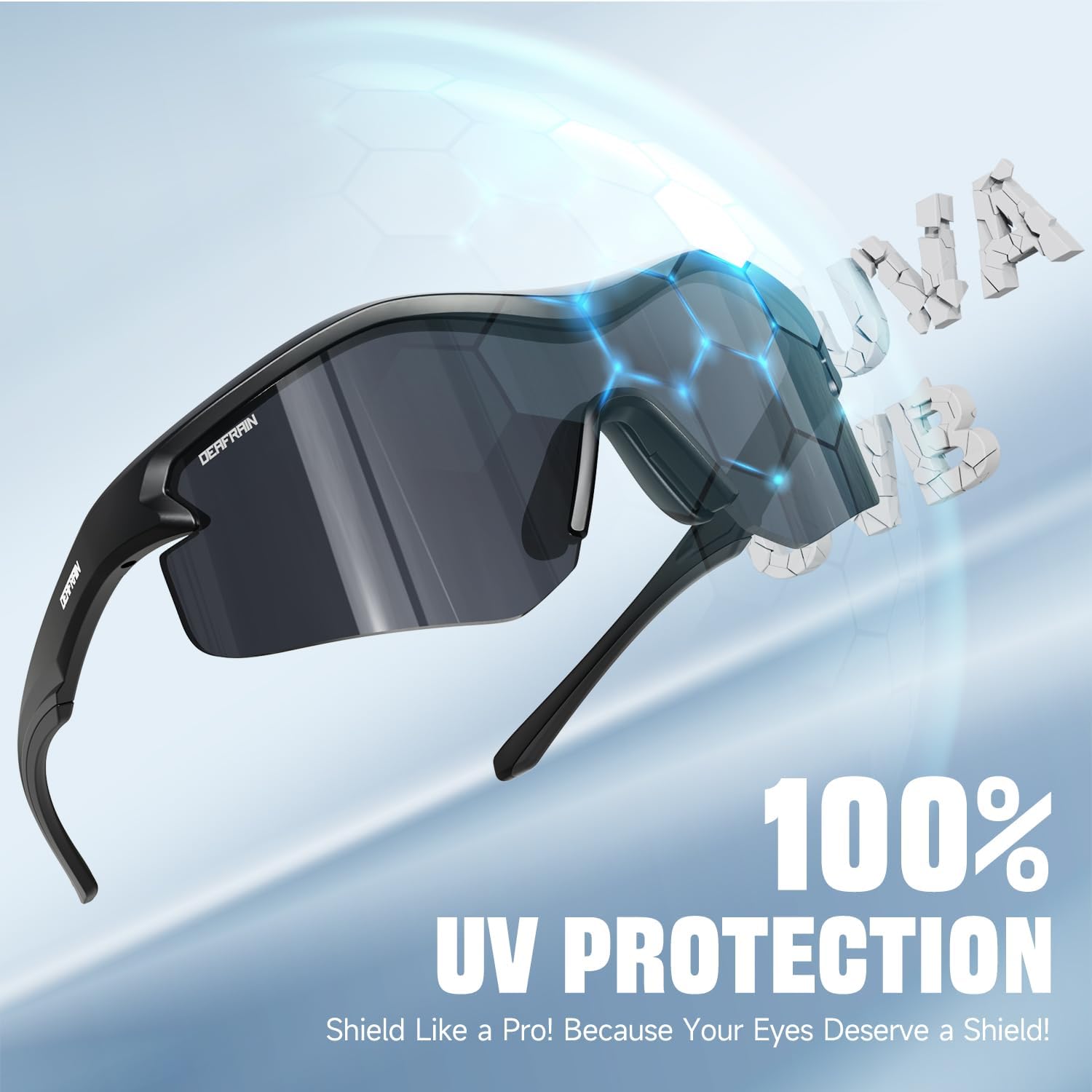 DEAFRAIN Sports Sunglasses for Men Women UV Protection Running Glasses for Baseball Cycling Fishing TR90 Unbreakable Frame - Image 2