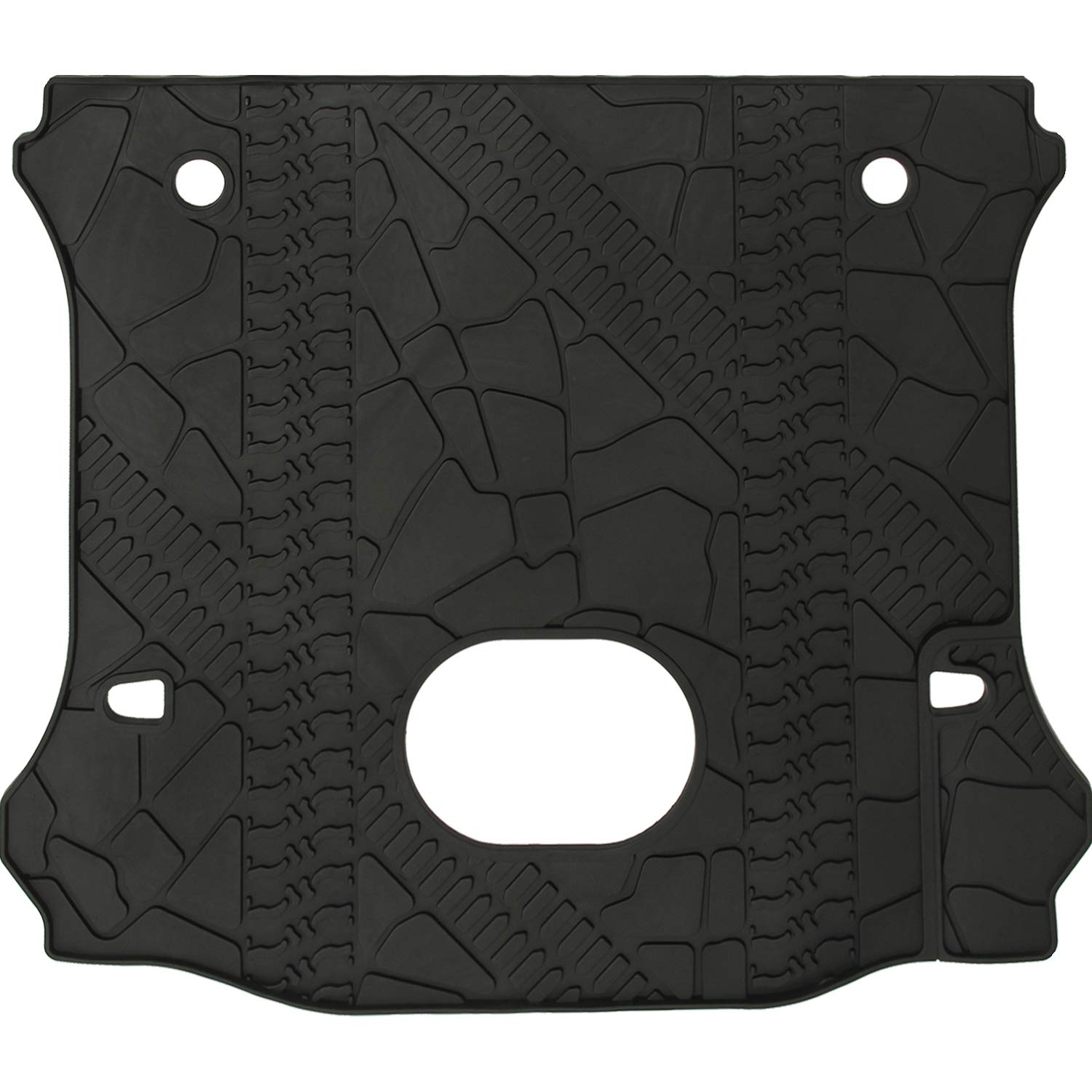 Winunite Black Cargo Liner Rear Floor Mat for Jeep Wrangler Unlimited 4 door 2018 2017 2016 2015 TPE Material Cargo Tray All Weather Protector Cover Trunk Cargo Mat with Center Subwoofer Mat Cutout