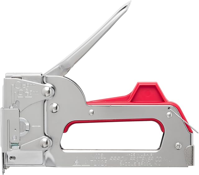 Arrow T2025 2-in-1 Staple Gun and Wire Tacker for Upholstery, Crafts and Low Voltage Wiring, Fits 3/8”, 7/16", or 9/16” Round Crown, or 5/16”, 3/8”, or 1/2" Flat Crown Staples
