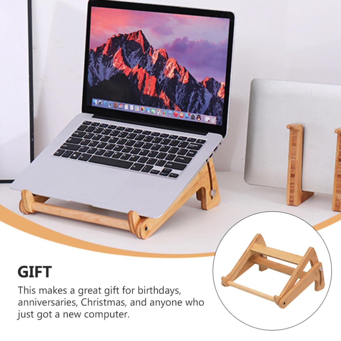 Supporto Laptop Regolabile in Legno Ripiano, Struttura Rialzata