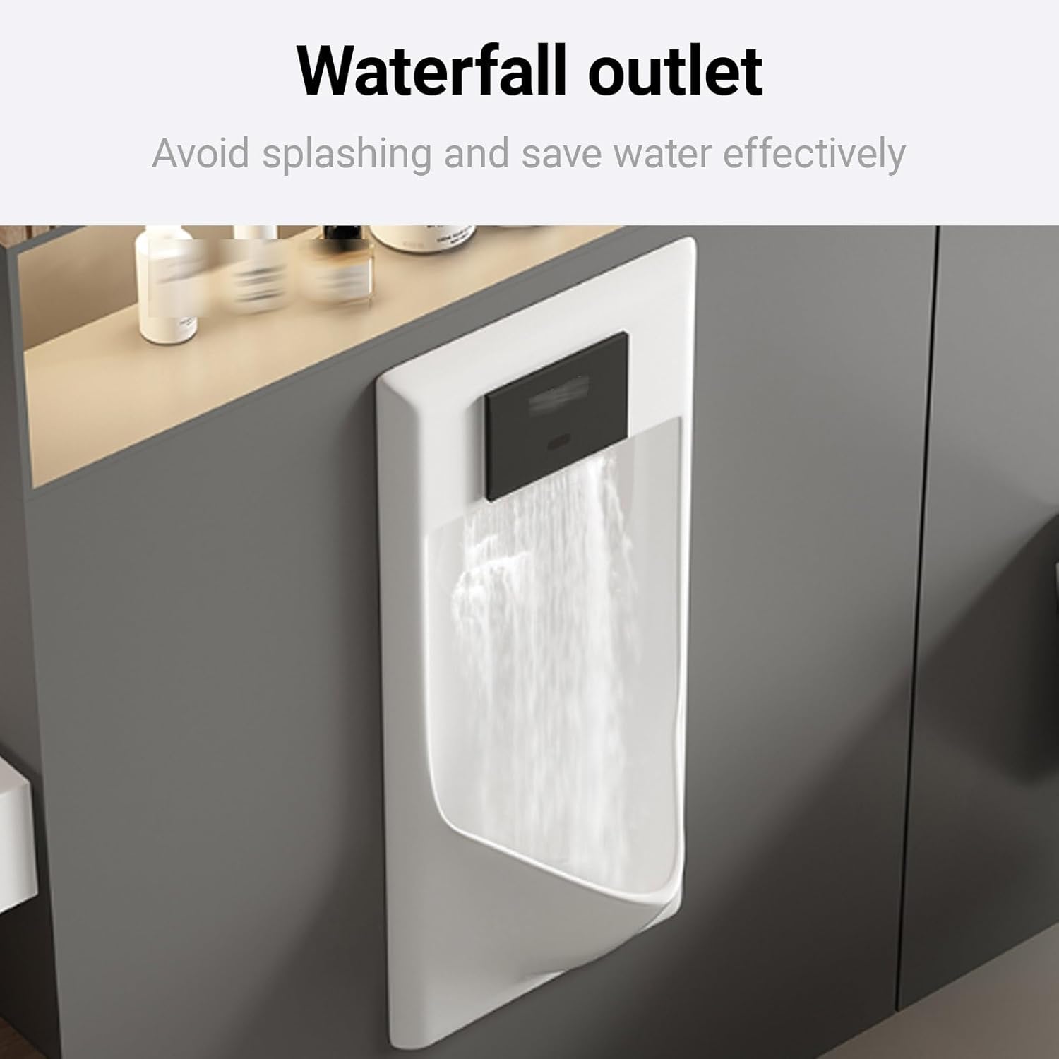 Automatic Wall-Mounted Ceramics Urinal,Smart Sensor Flushing Wall-Mounted Urinal,Suitable for Hotels, Restaurants, Schools, Public Toilets(Green)