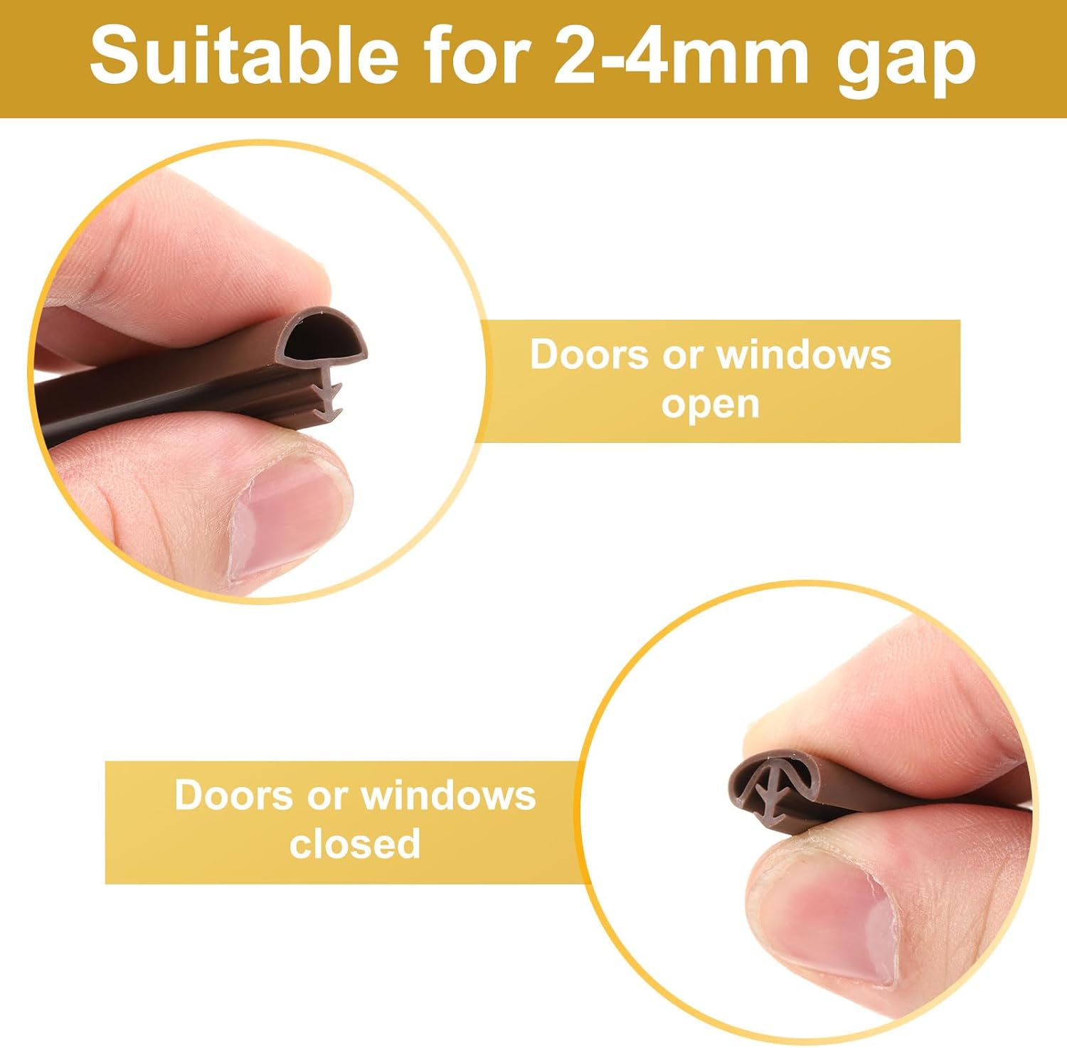 PATIKIL Window Weather Stripping Door Seal, 1/2" Wide Kerf Mount Weatherstrip Seal for Door Frame Window (5 m/16.4 ft, Brown)