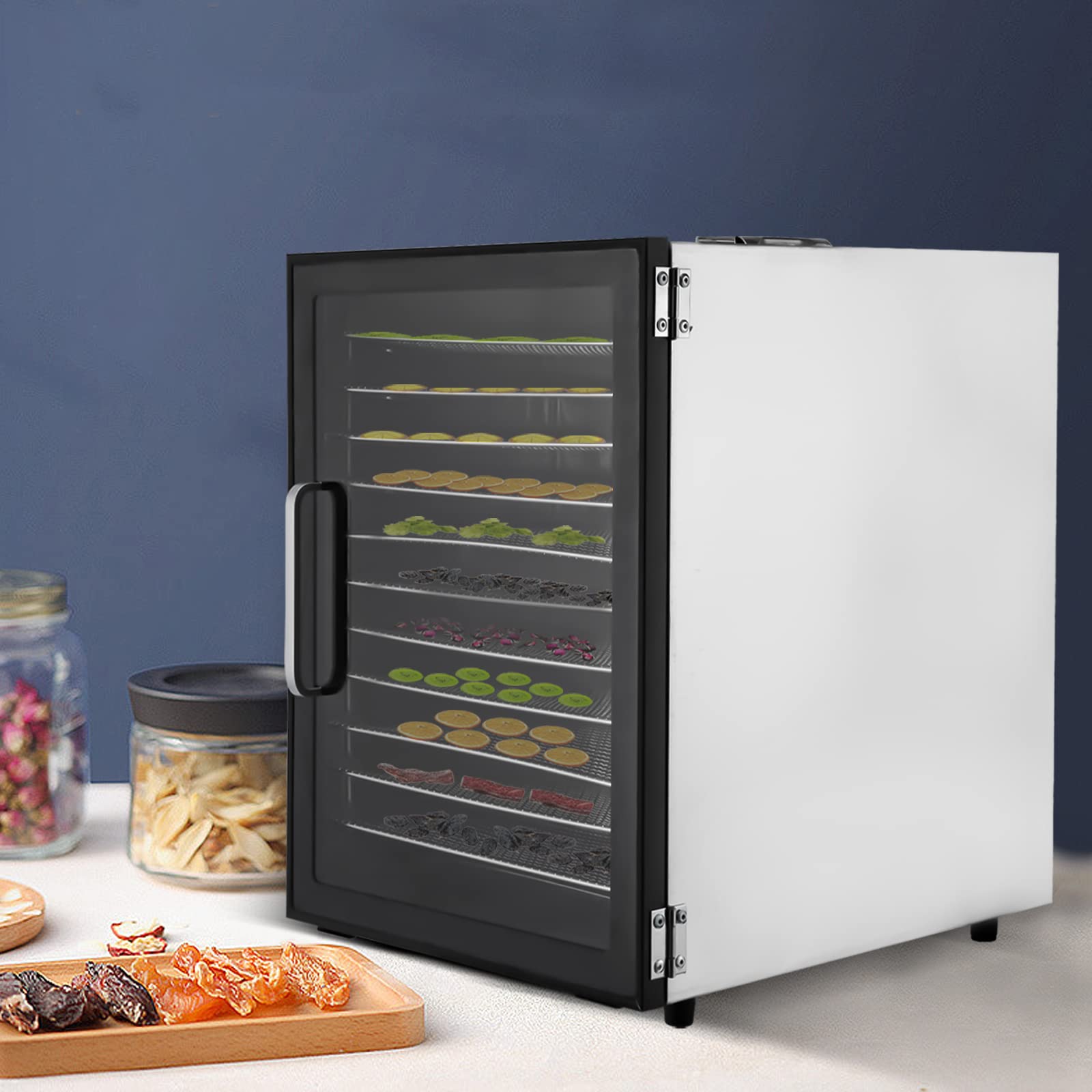 Food Dehydrator, 800w D-ehydrator for Fruit, 12-Tray double-layer Stainless Steel Dehydrator Dryer Machine, 24h Timer, 30-80? Adjustable Temperature, Built-In 2 Fans, 360°Airflow Circulation, LED